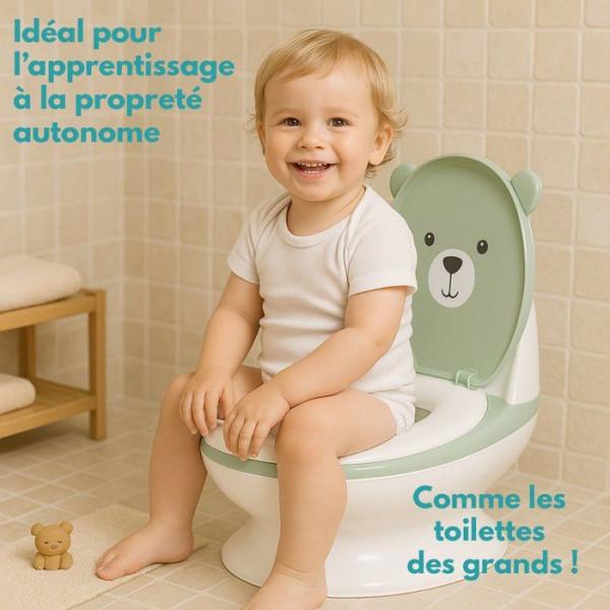 Voir la diapositive 2 : BAMBISOL Mini toilettes pour bébé - BAMBISOL - Ourson - Vert Amande