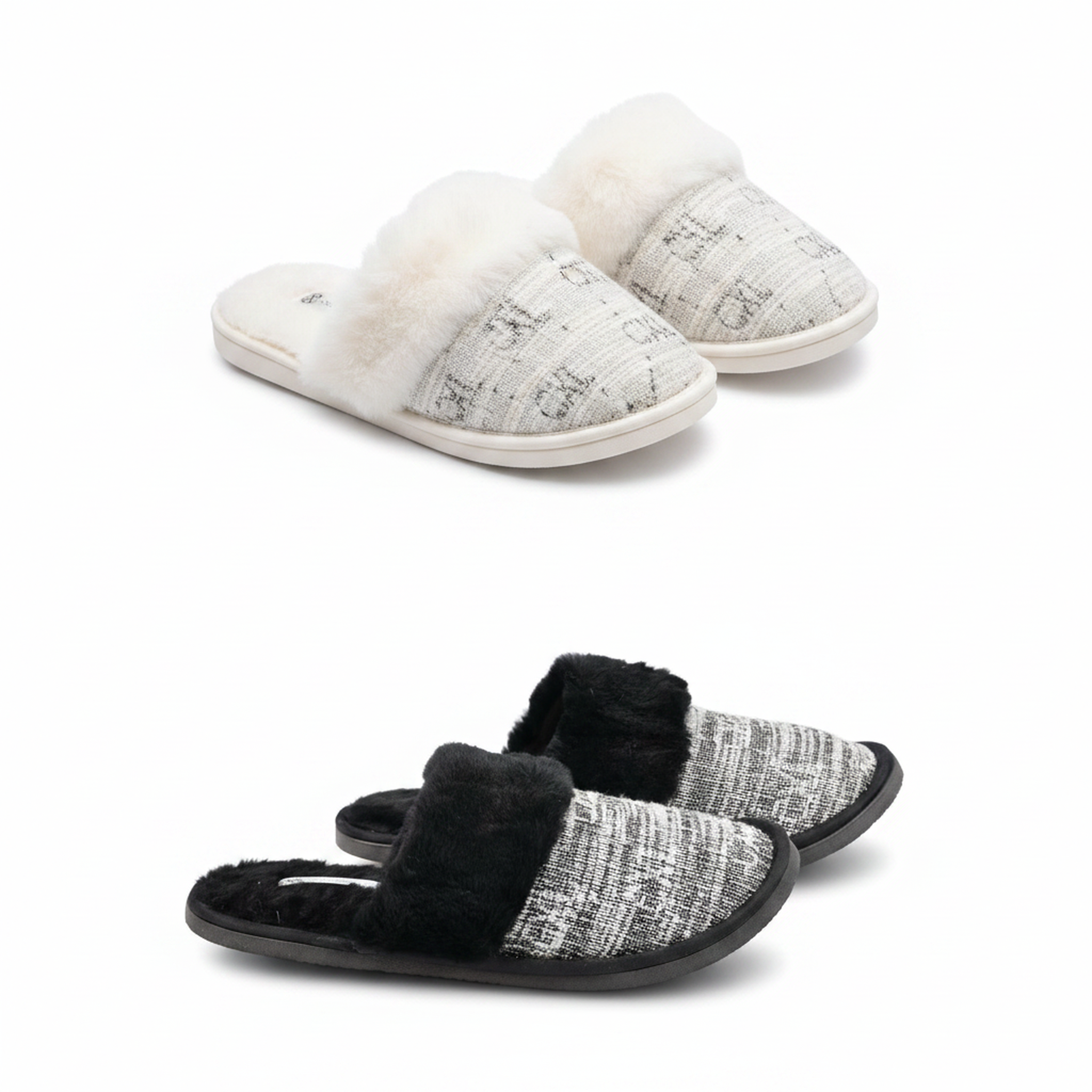 Voir la diapositive 3 : OZABI Cxl by christian lacroix pantoufles mules femme col fourrure pack 2 paires
