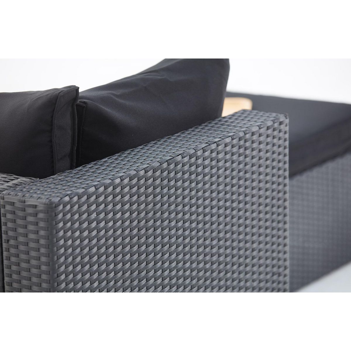CONCEPT USINE Salon de jardin modulable 5 places en résine tressée noir MILANO