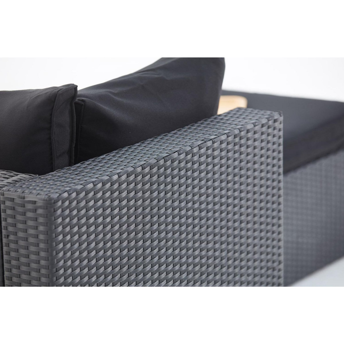CONCEPT USINE Salon de jardin modulable 5 places en résine tressée noir MILANO