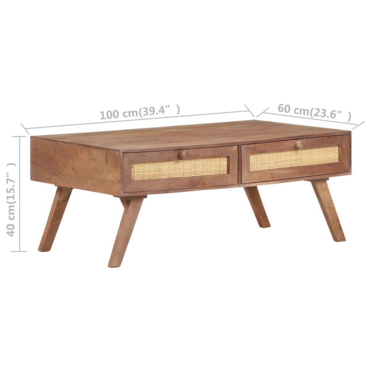 VIDAXL Table basse 100x60x40 cm Bois de manguier massif