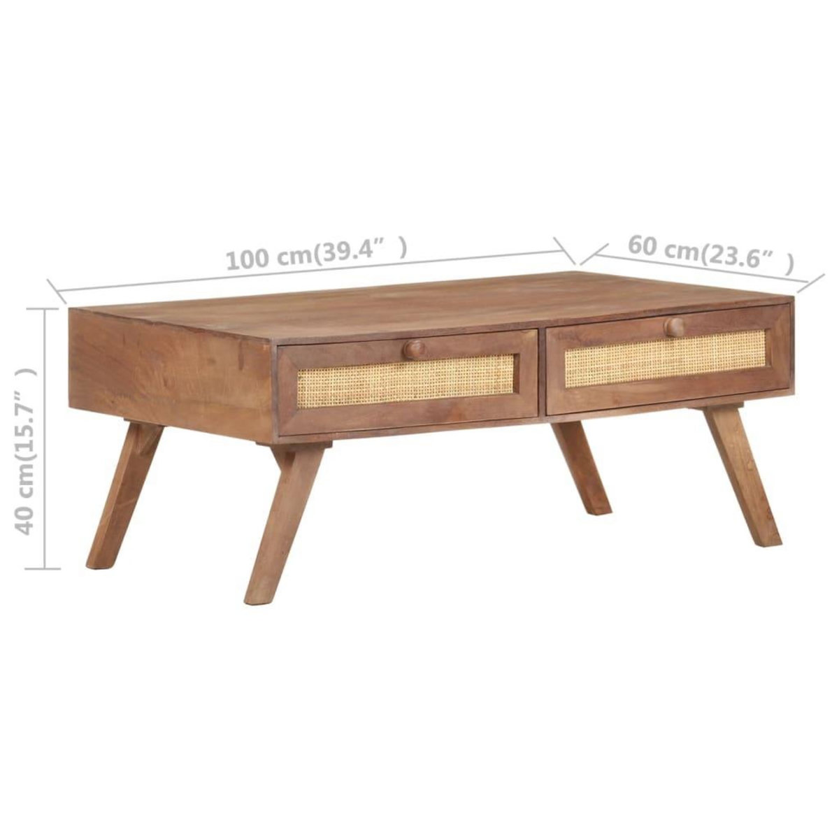 VIDAXL Table basse 100x60x40 cm Bois de manguier massif
