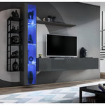 Paris Prix Ensemble Meuble TV Design  Switch VII  240cm Gris & Noir