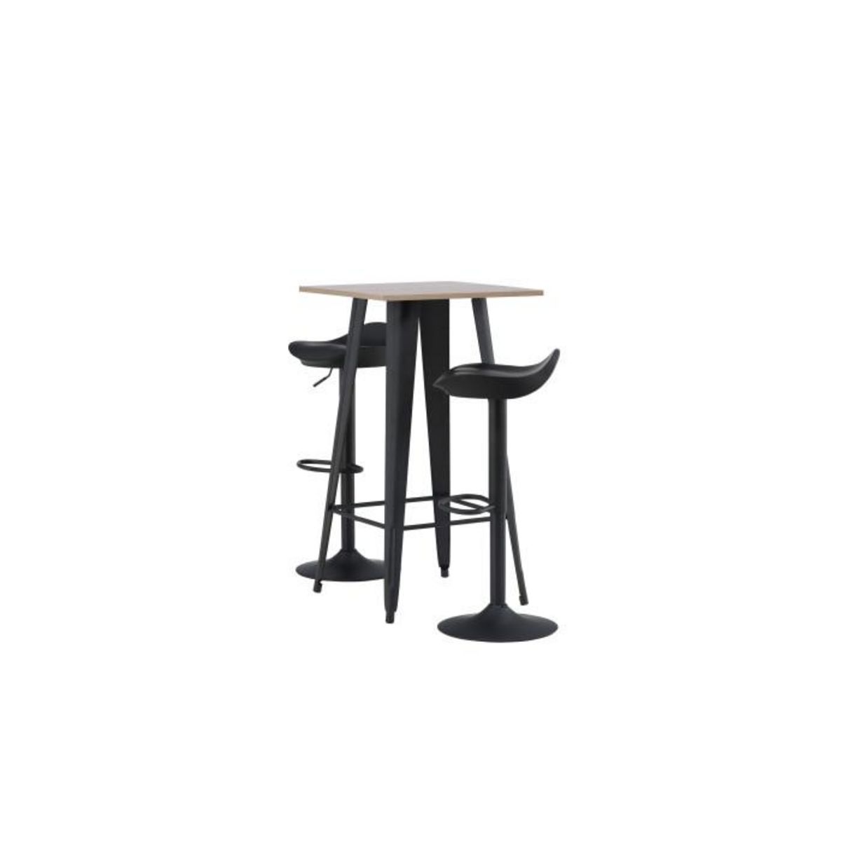 Paris Prix Ensemble Table de Bar & 2 Tabourets  Tempe & Adesto  105cm Noyer & Noir