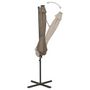 Voir la diapositive 3 : VIDAXL Parasol de jardin en porte-a-faux et mat et lumieres LED taupe