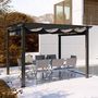 Voir la diapositive 2 : CONCEPT USINE Tonnelle autoportante 3 x 3 m en aluminium et toile grise REGIA