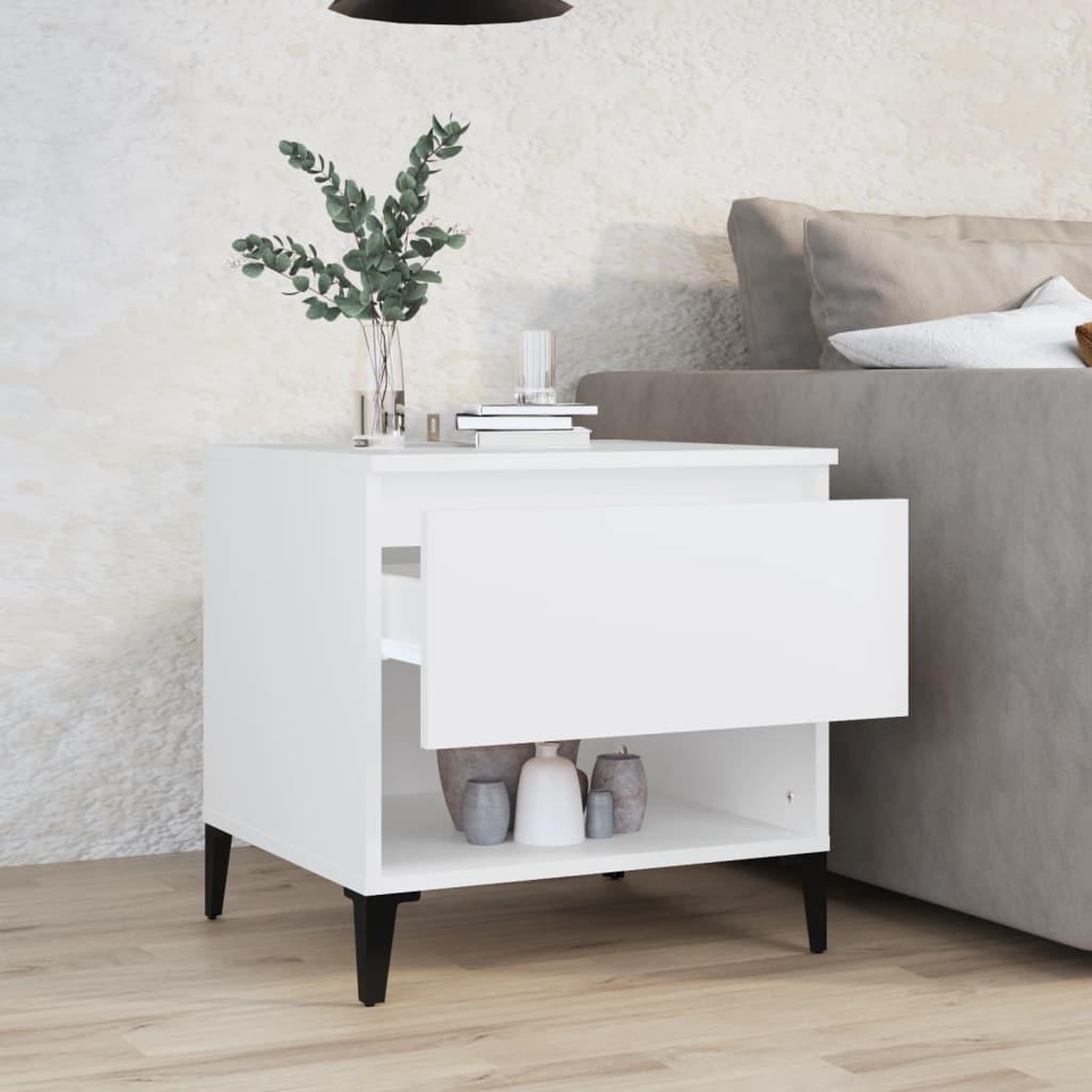 Voir la diapositive 3 : VIDAXL Table d'appoint Blanc 50x46x50 cm Bois d'ingenierie