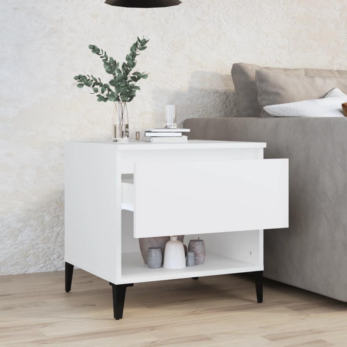 VIDAXL Table d'appoint Blanc 50x46x50 cm Bois d'ingenierie