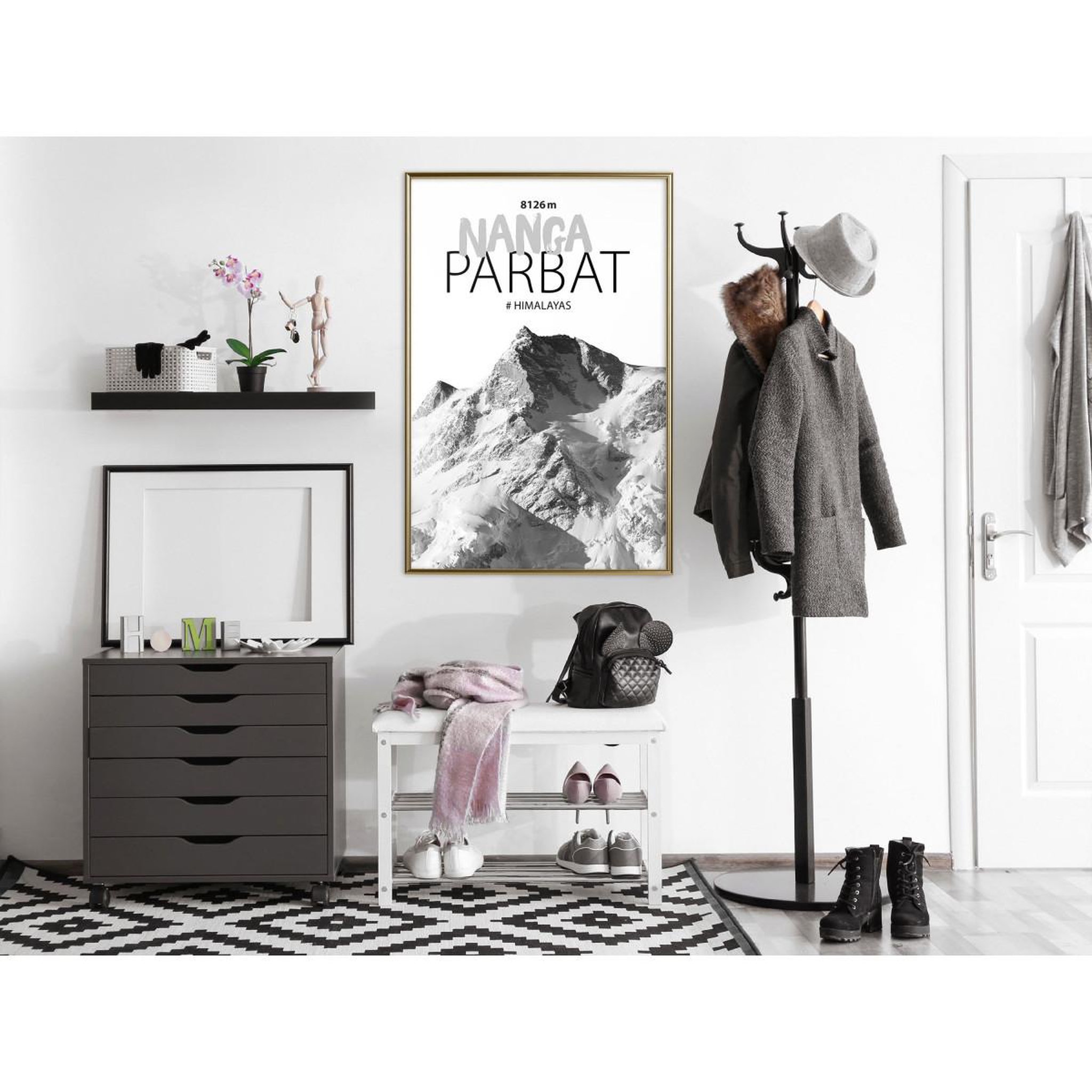 Voir la diapositive 2 : Paris Prix Affiche Murale Encadrée  Peaks of the World Nanga Parbat
