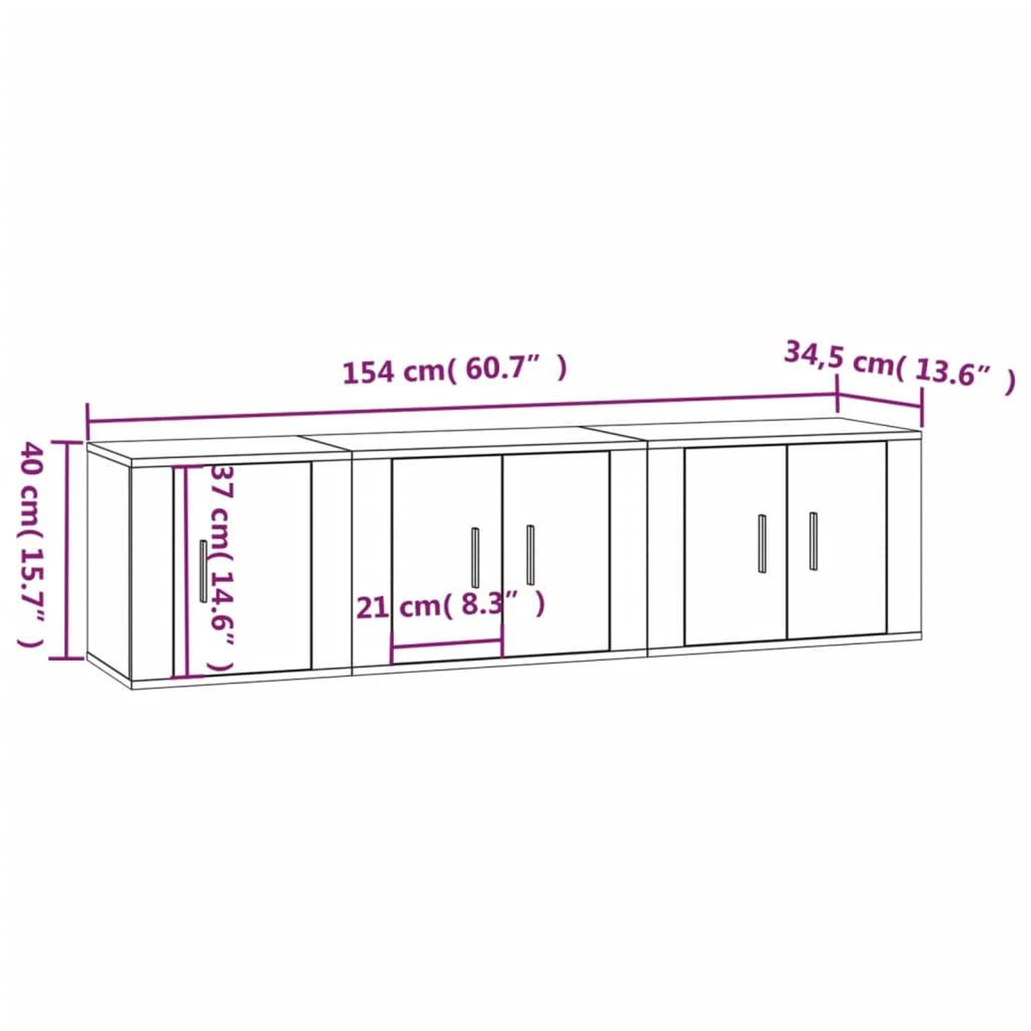 Voir la diapositive 6 : VIDAXL Ensemble de meubles TV 3 pcs Noir Bois d'ingenierie