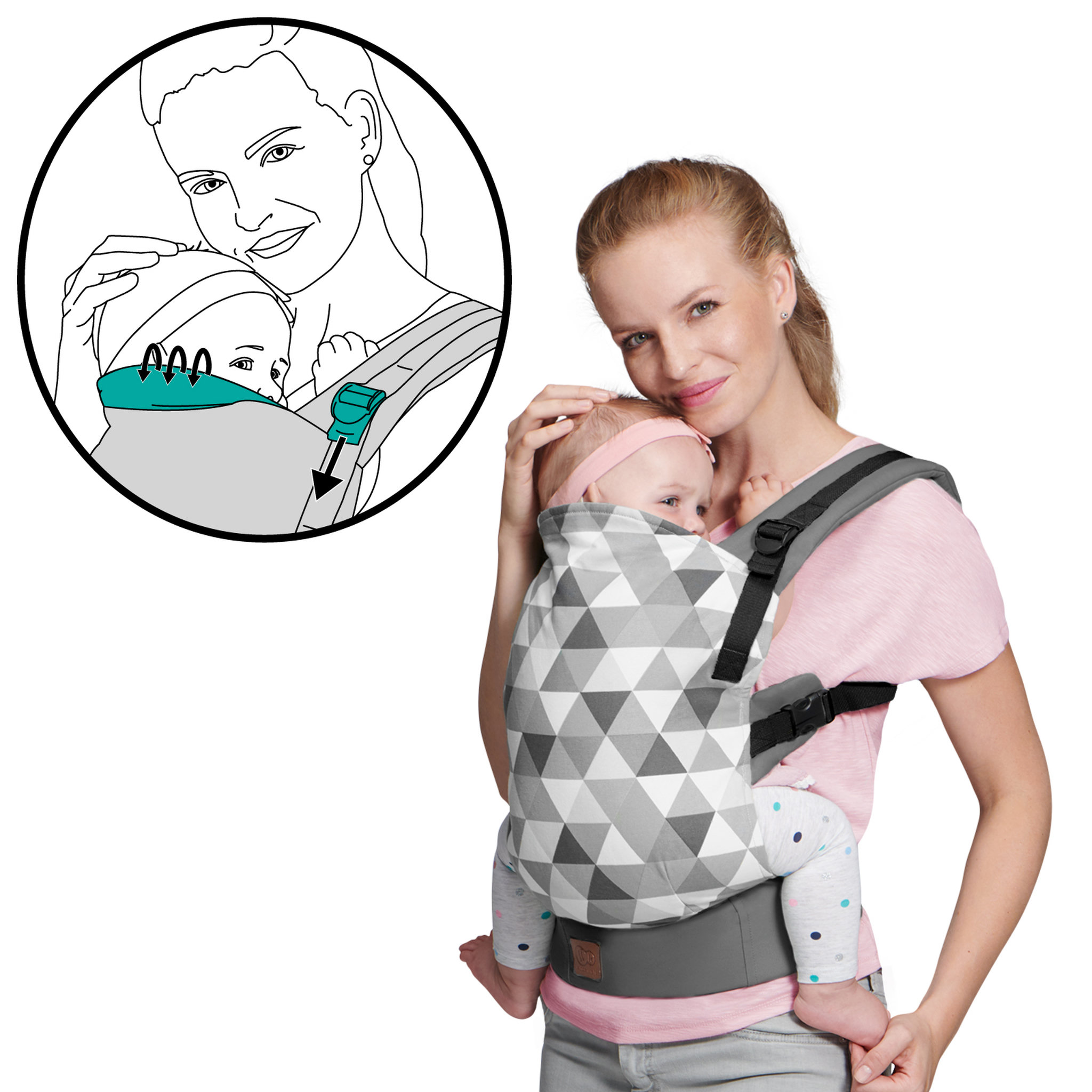 Voir la diapositive 4 : KINDERKRAFT Porte bébé ergonomique Nino gris