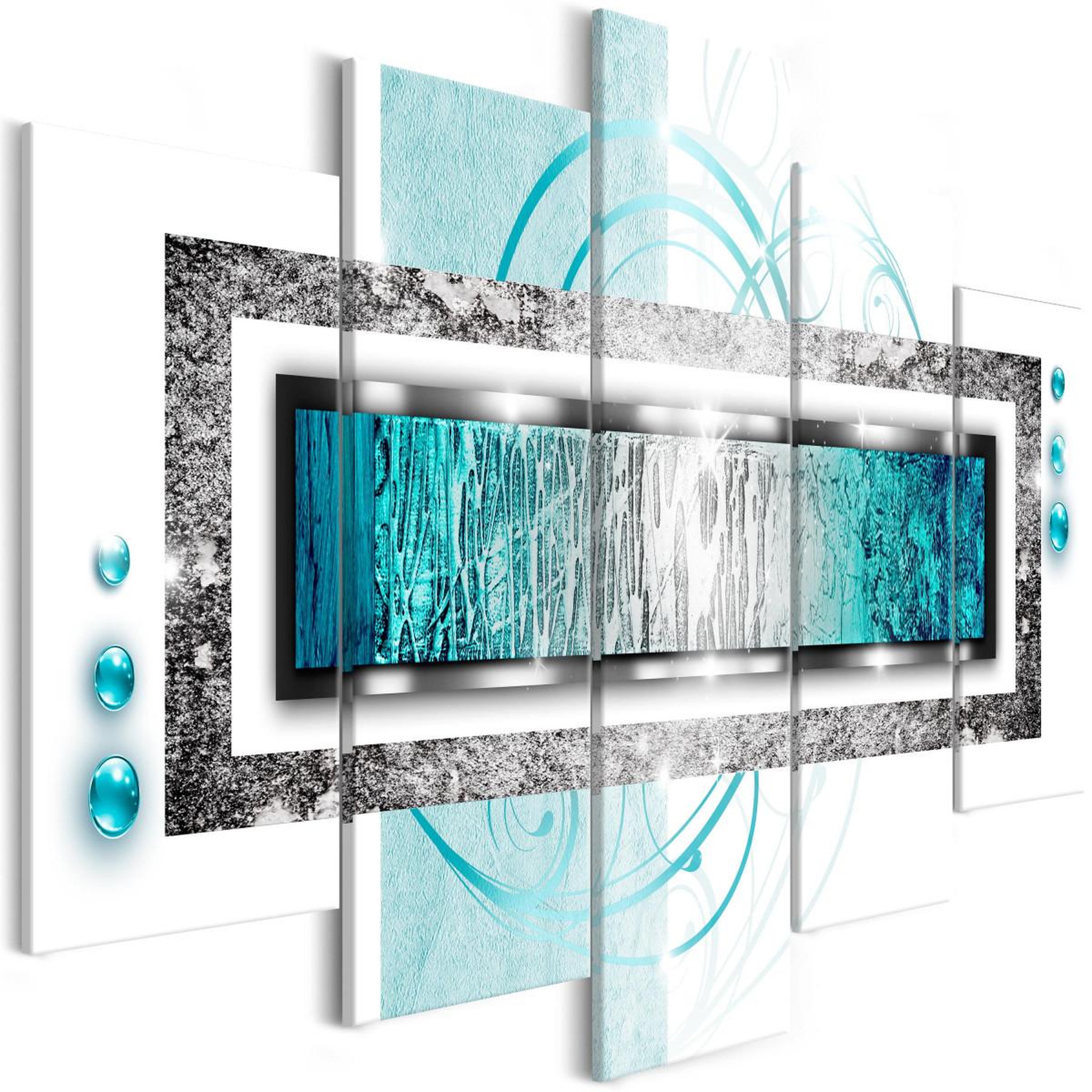 Voir la diapositive 1 : Paris Prix Tableau imprimé  turquoise blizzard 5 panneaux wide  100x225cm