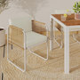 Voir la diapositive 2 : ID MARKET Lot de 4 chaises RIO structure métal blanc, cordage effet rotin clair et coussins beiges