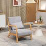 Voir la diapositive 2 : HOMCOM Fauteuil lounge - 3 coussins inclus - assise profonde - accoudoirs - structure bois hévéa - aspect velours gris