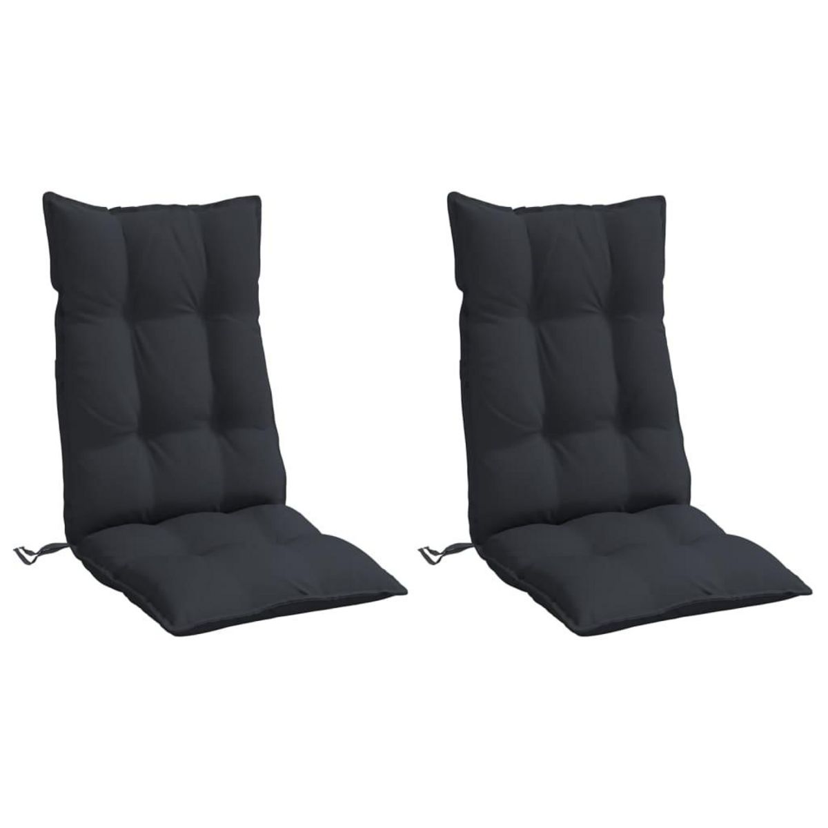 VIDAXL Coussins de chaise a dossier haut lot de 2 noir tissu oxford