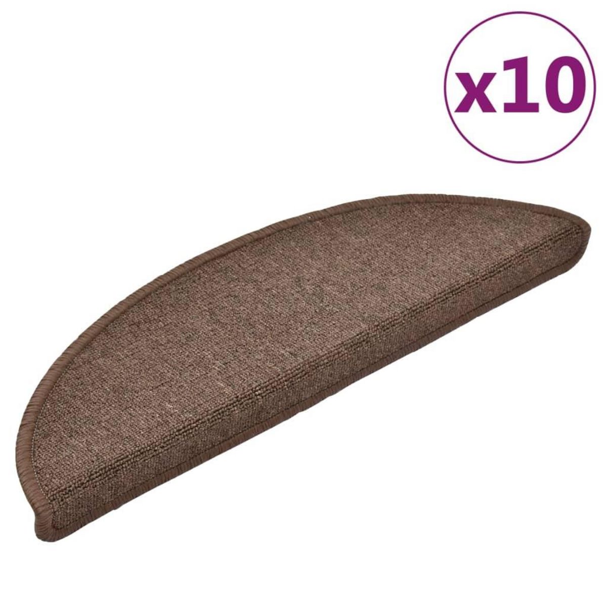 VIDAXL Tapis d'escalier 10 pcs 56x17x3 cm Marron cafe