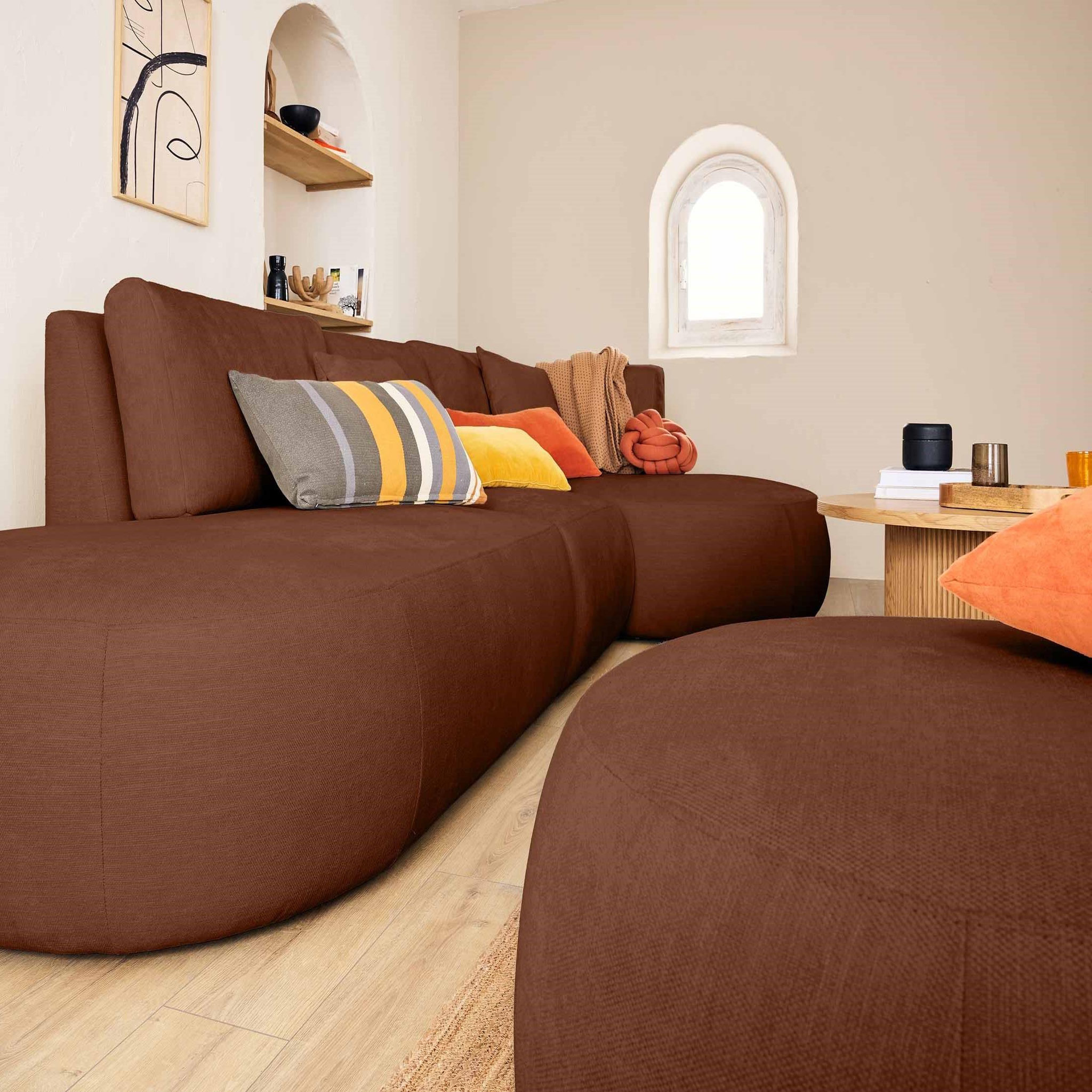 Voir la diapositive 3 : LISA DESIGN Santorini - module d'assise gauche - en tissu texturé