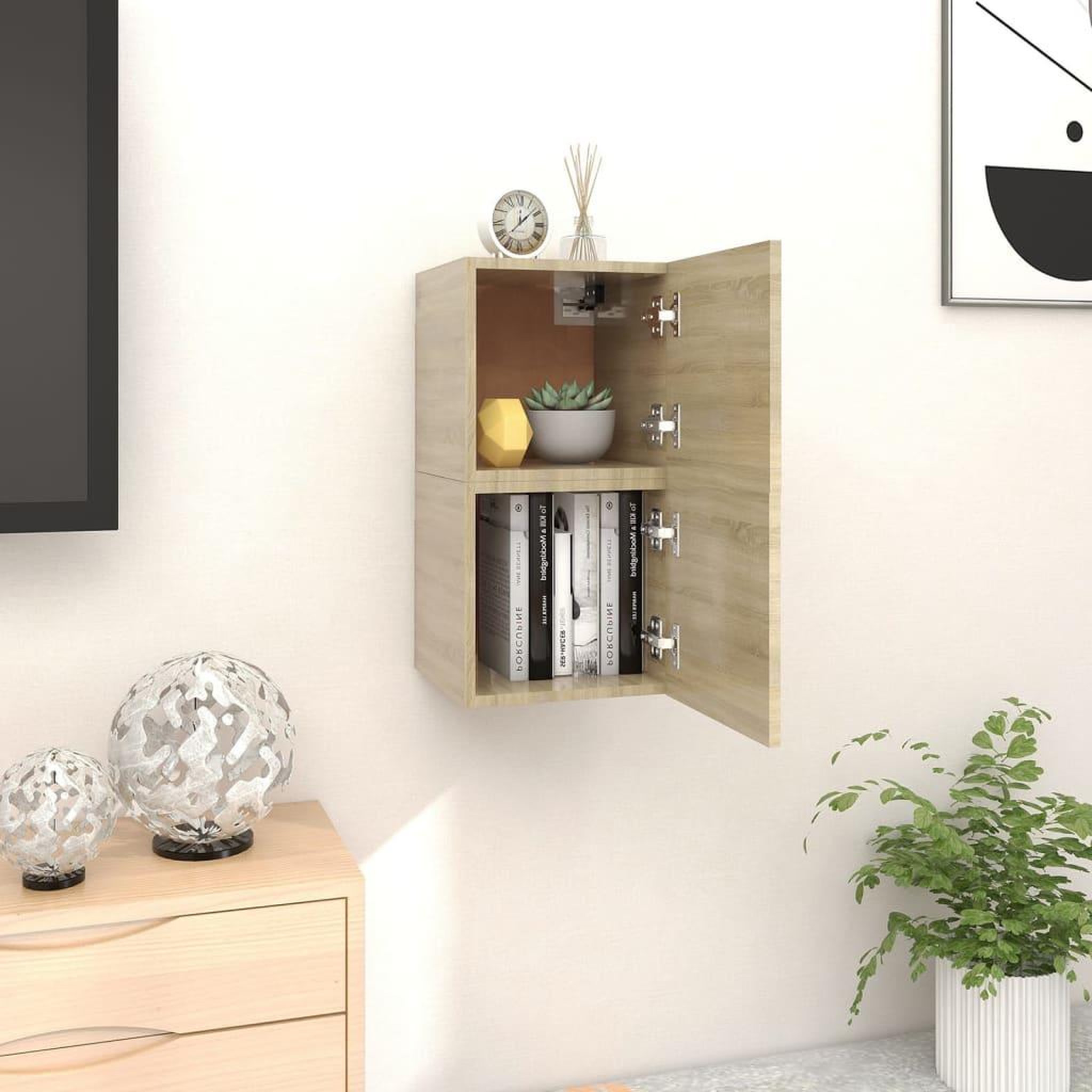 Voir la diapositive 1 : VIDAXL Meubles TV muraux 2 pcs Chene sonoma 30,5x30x30 cm