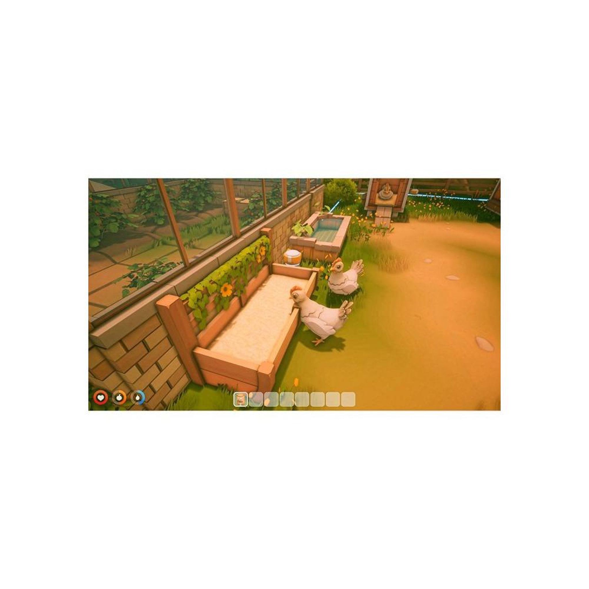 Voir la diapositive 4 : Just for games Solarpunk sur Nintendo Switch 2, simulation gestion bac à sable éco futur, construction et automatisation, agriculture et dirigeable, solo ou coop
