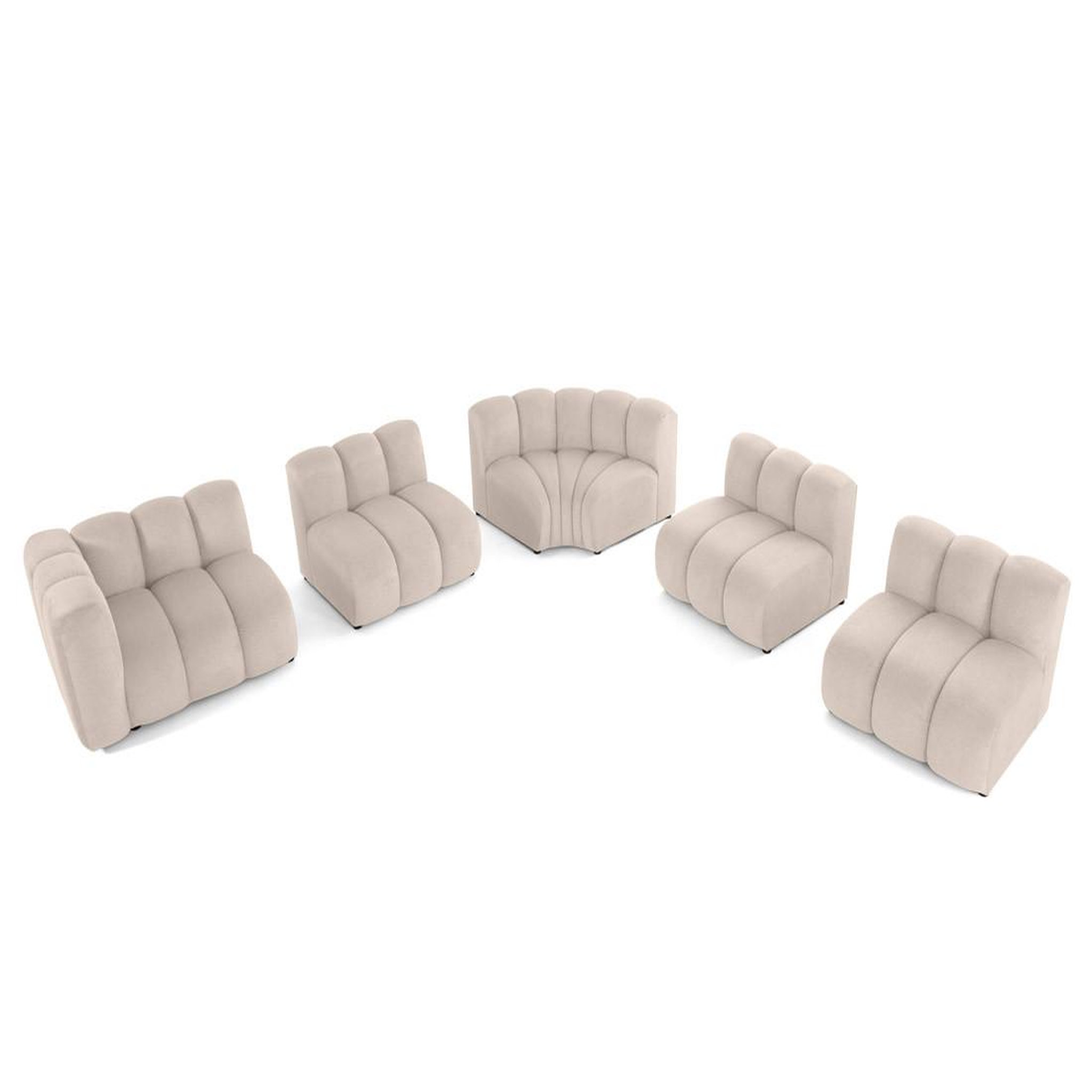 Voir la diapositive 2 : LISA DESIGN Debbie - canapé modulable d'angle droit 5 places en tissu texturé