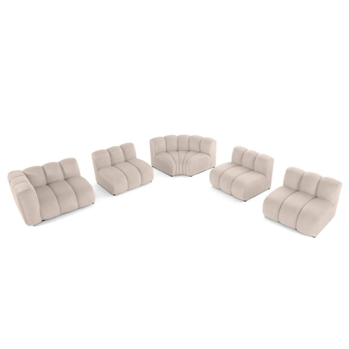 LISA DESIGN Debbie - canapé modulable d'angle droit 5 places en tissu texturé