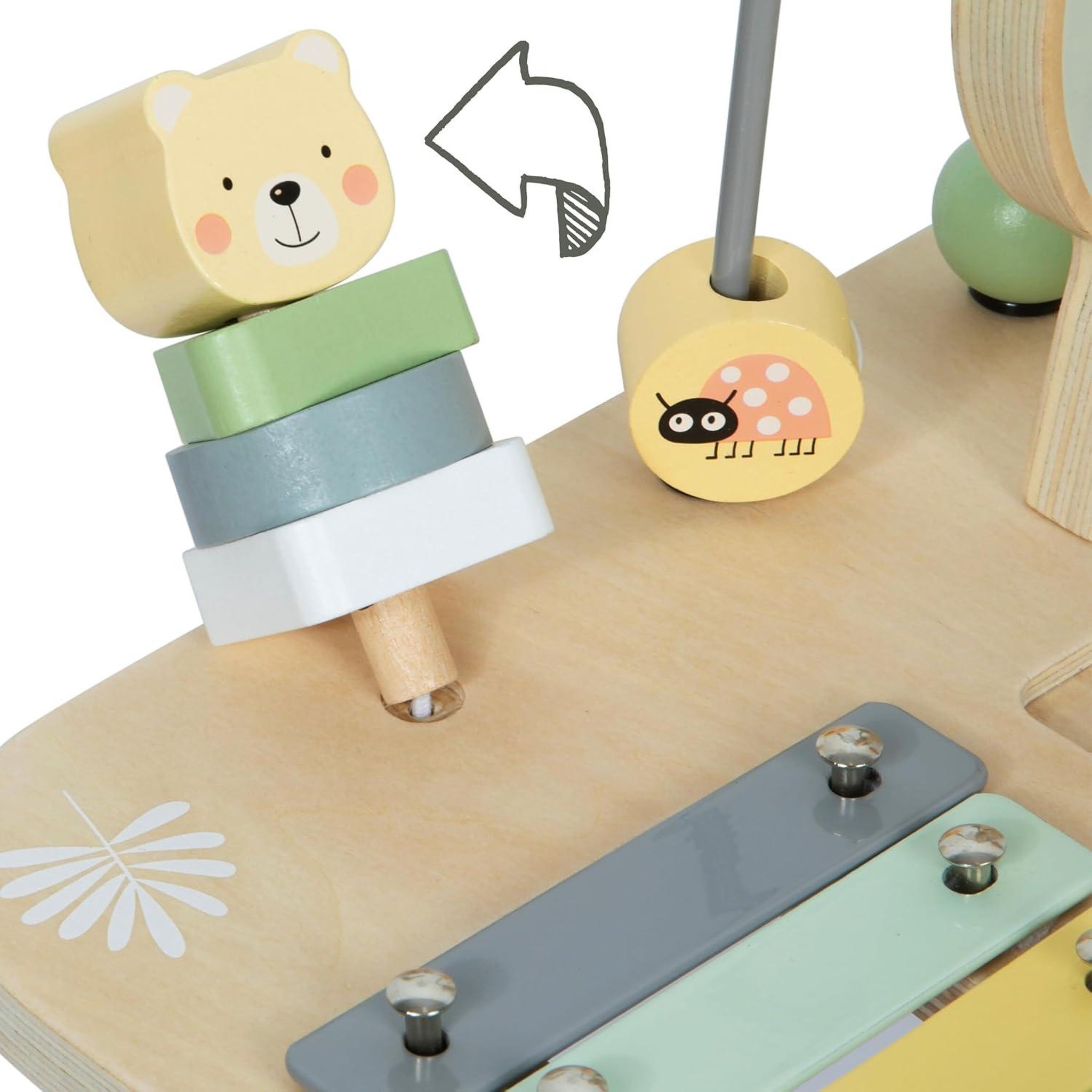 Voir la diapositive 4 : MAMABRUM Éveil Sensoriel Montessori en Bois, Table D'activités, Jeux Éducatif music, Cymbales, Puzzle