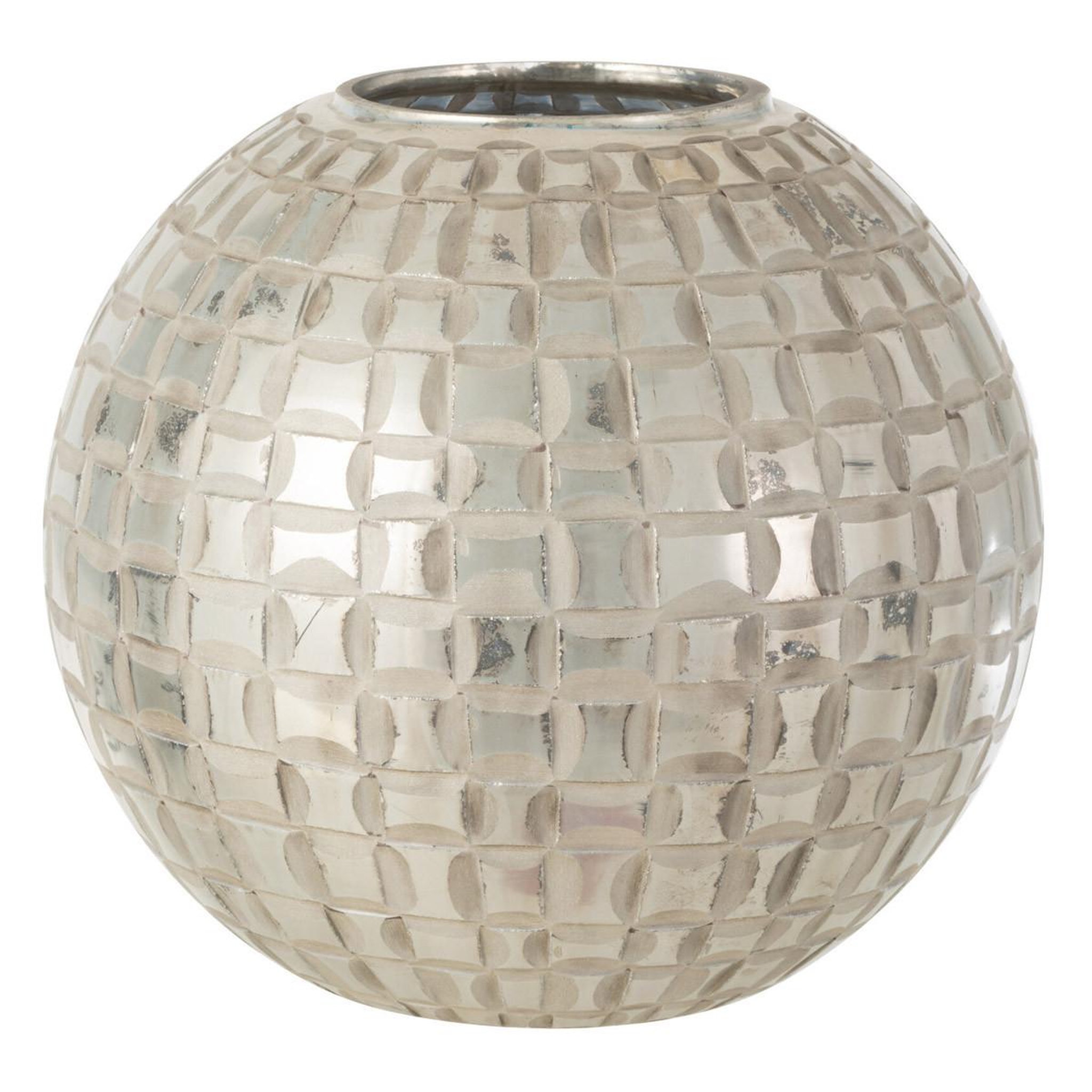 J-LINE Photophore déco en verre  alara  29cm gris
