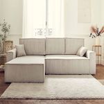 BEST MOBILIER Dellia - canapé d'angle réversible convertible - avec coffre - en velours côtelé - 4 places. Coloris disponibles : Beige