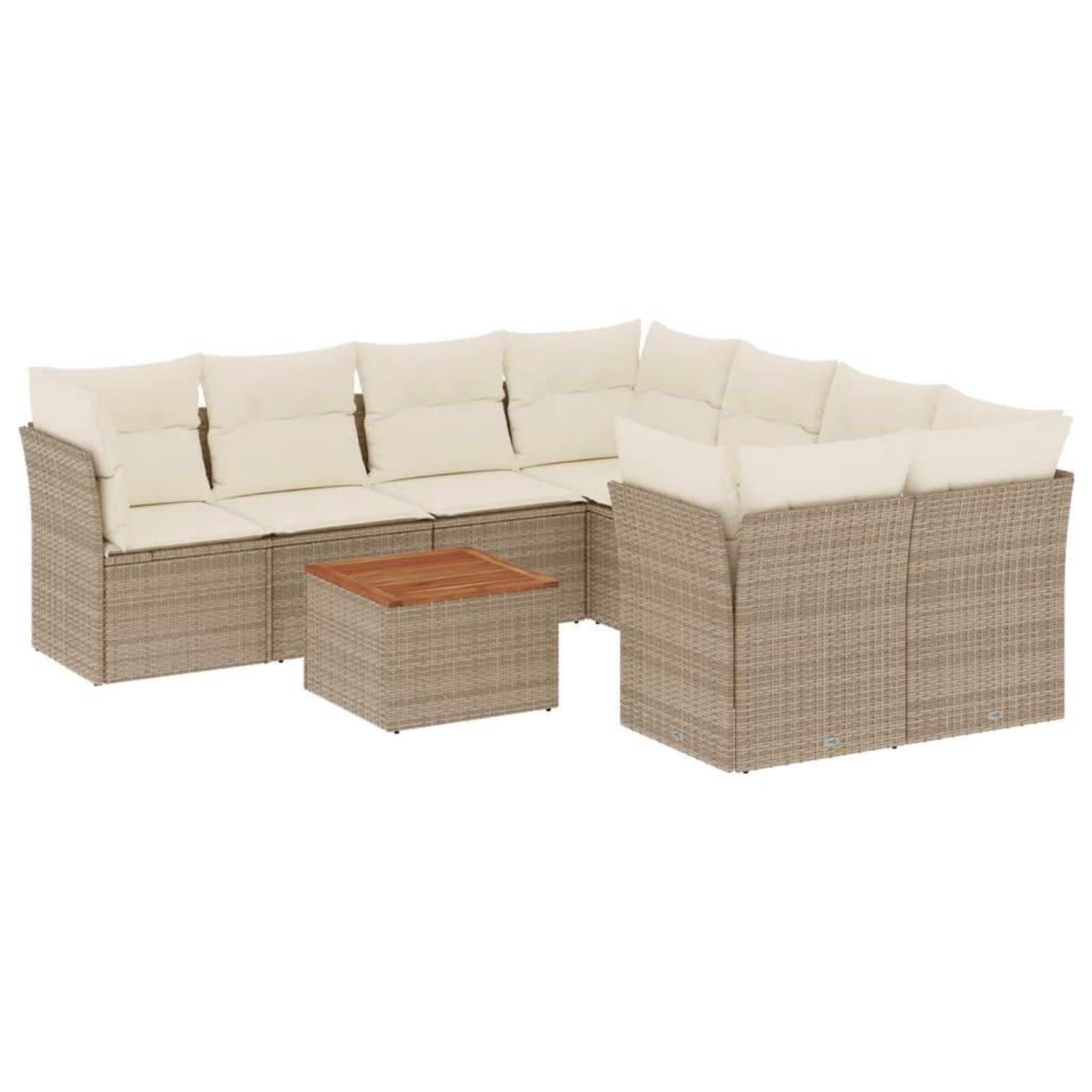 Voir la diapositive 2 : VIDAXL Salon de jardin avec coussins 9 pcs beige resine tressee