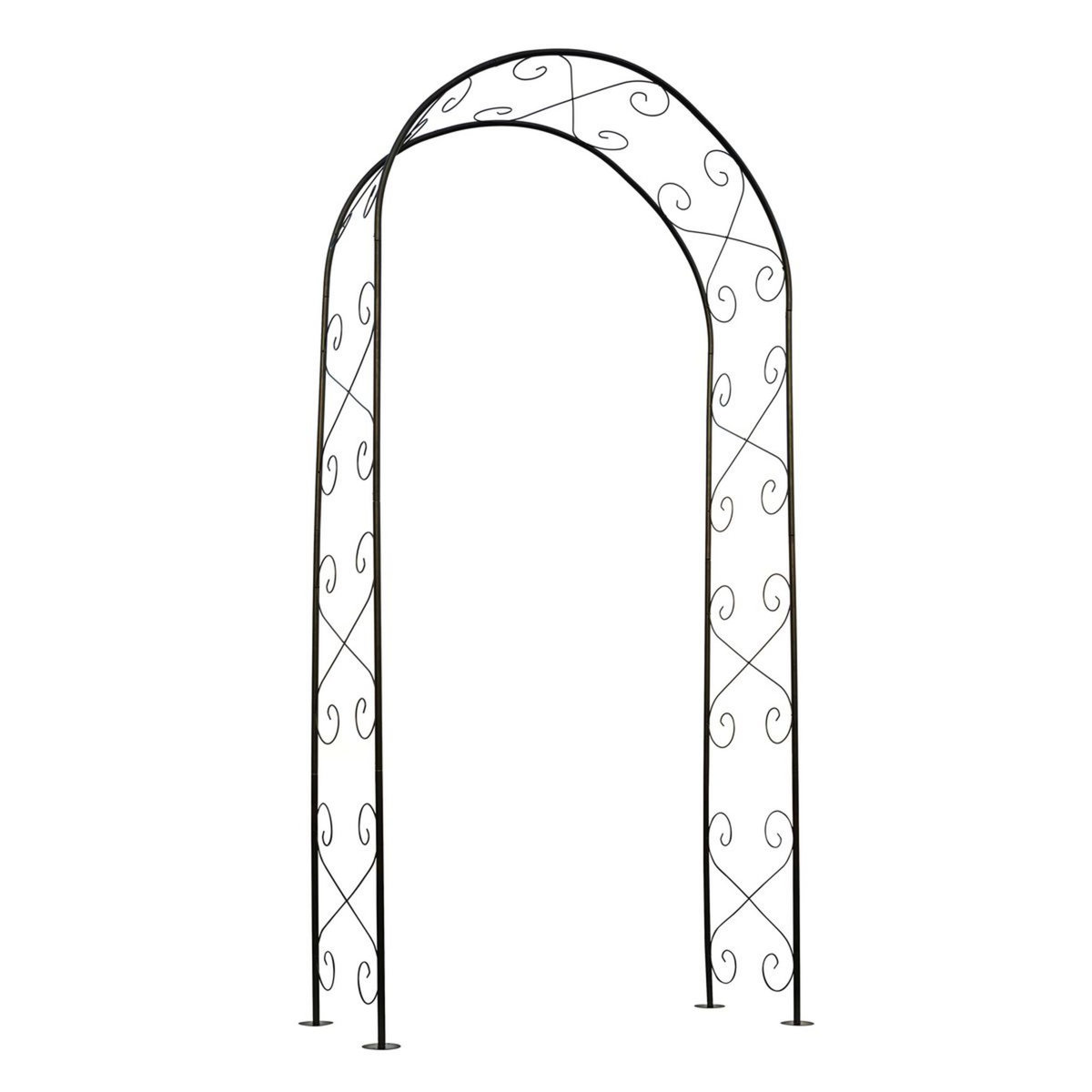 Nature Pergola acier galvanisé laqué époxy noir, décor volutes