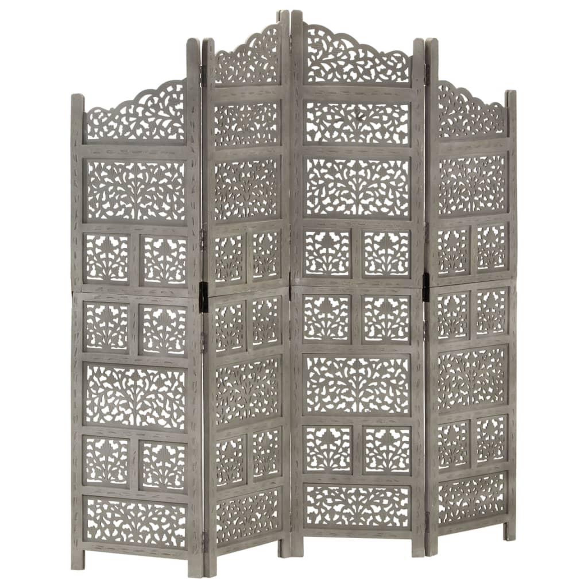 Voir la diapositive 1 : VIDAXL Cloison de separation 4 panneaux Gris 160x165 cm Bois manguier