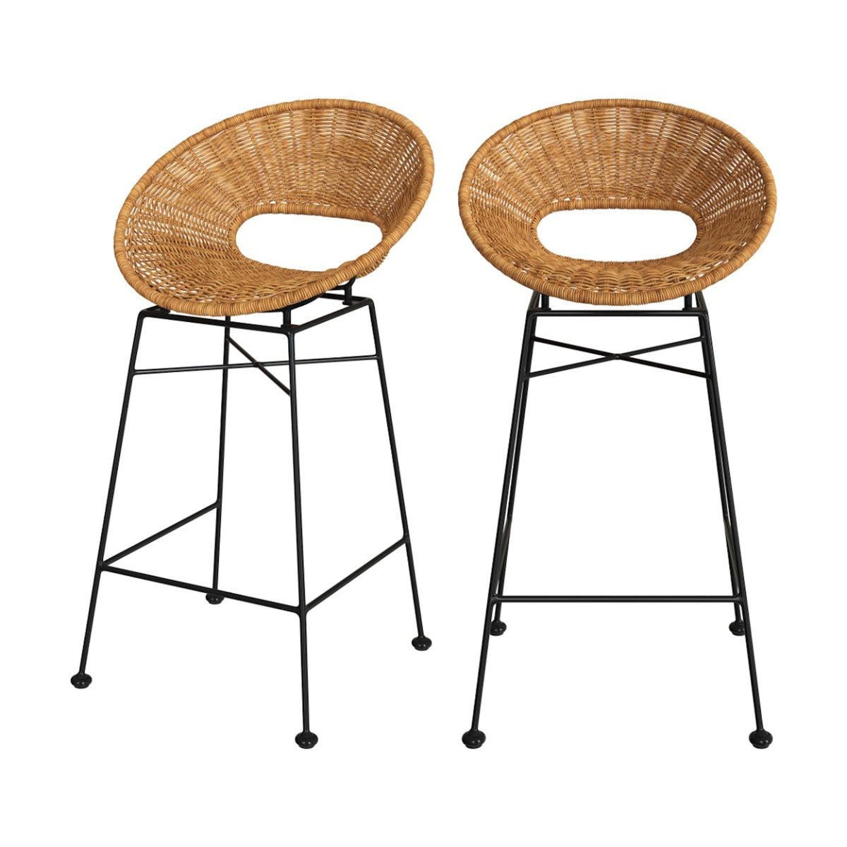 Rendez vous déco Lot de 2 tabourets pour îlot central 65 cm en résine tressée-Rava