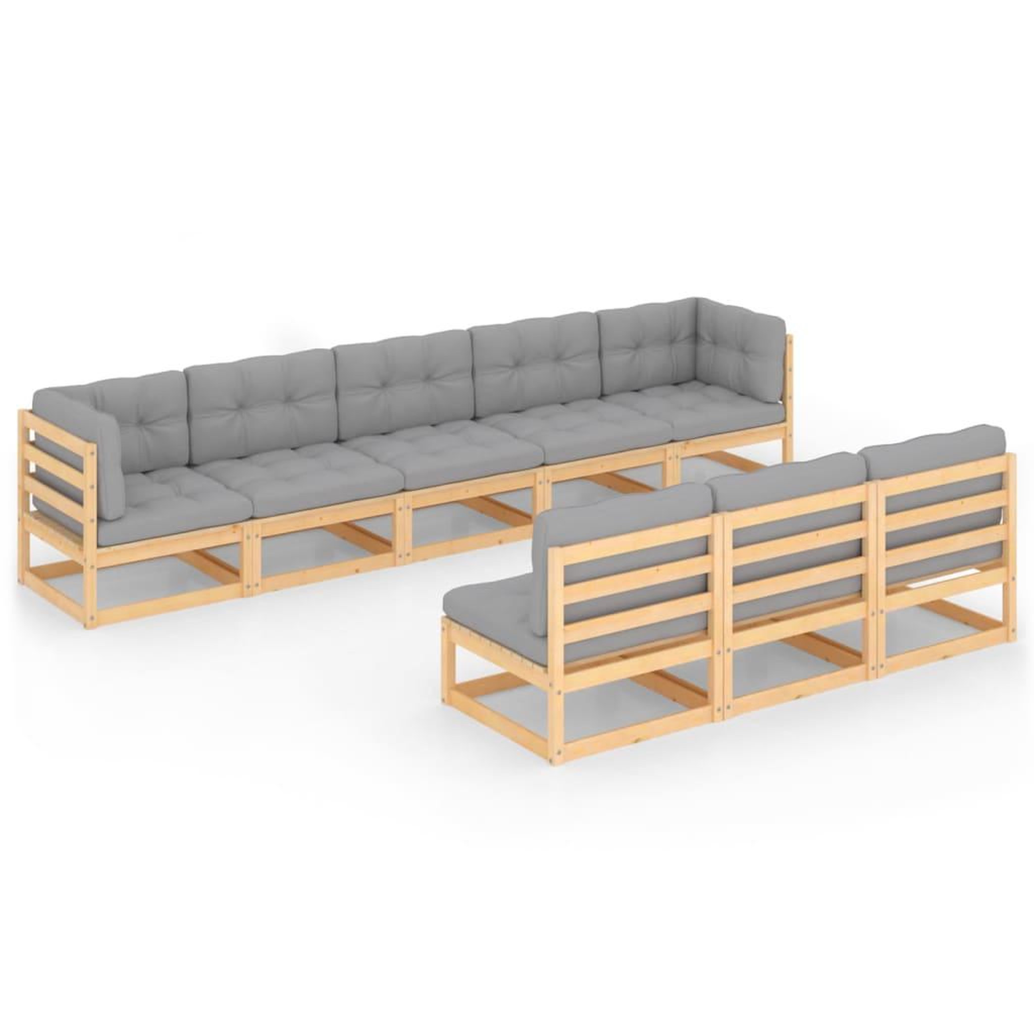 Voir la diapositive 2 : VIDAXL Salon de jardin 8 pcs avec coussins Bois de pin massif