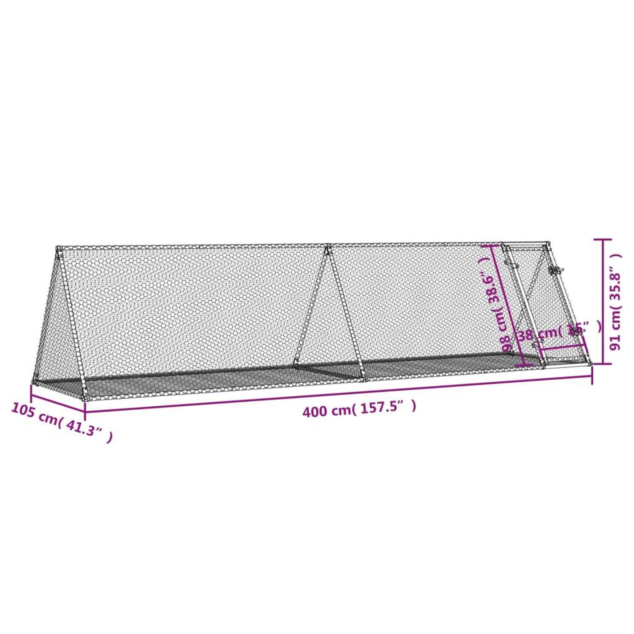 Voir la diapositive 6 : VIDAXL Clapier argente 400x105x91 cm acier galvanise