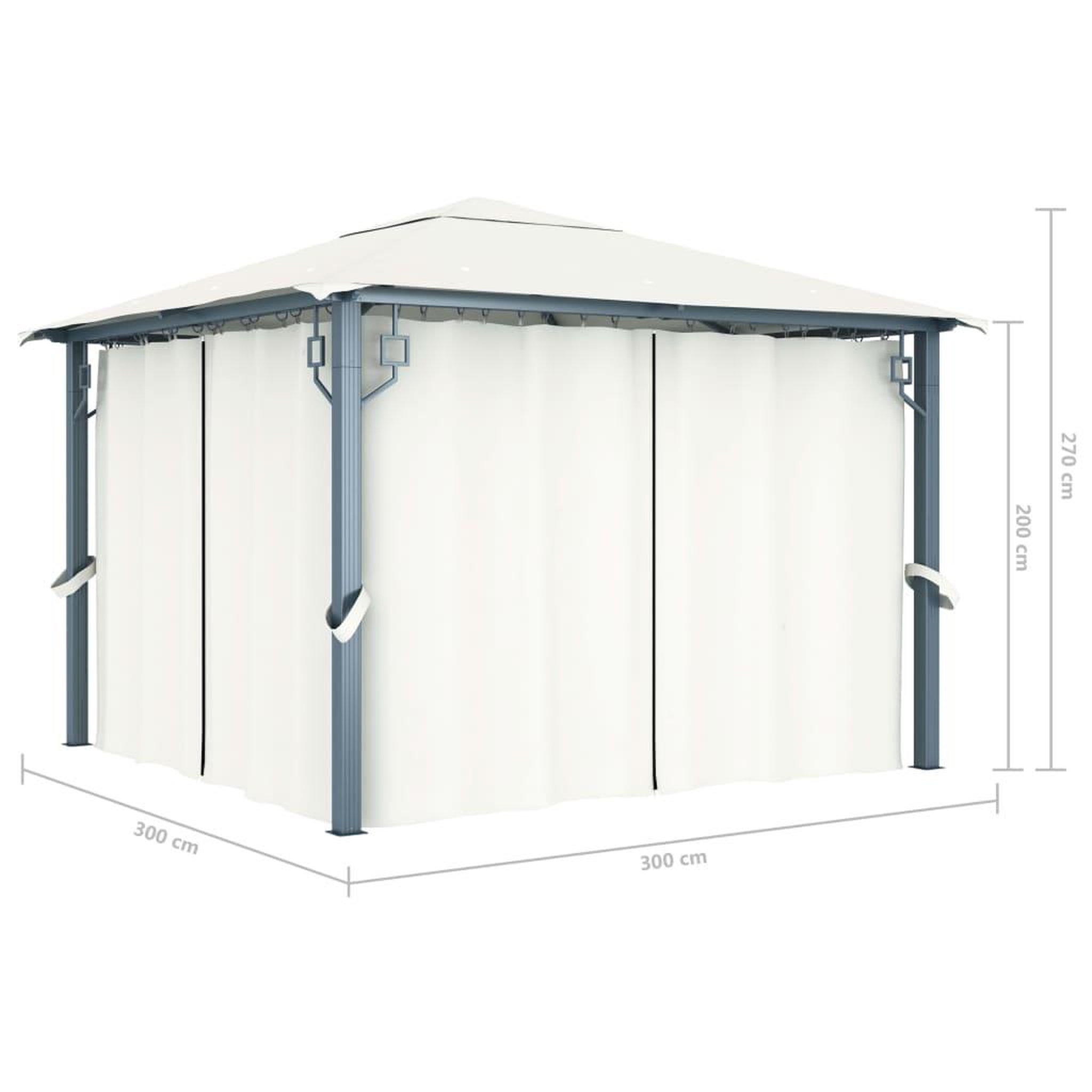 Voir la diapositive 6 : VIDAXL Tonnelle avec rideau et lumieres led 3x3 m creme aluminium