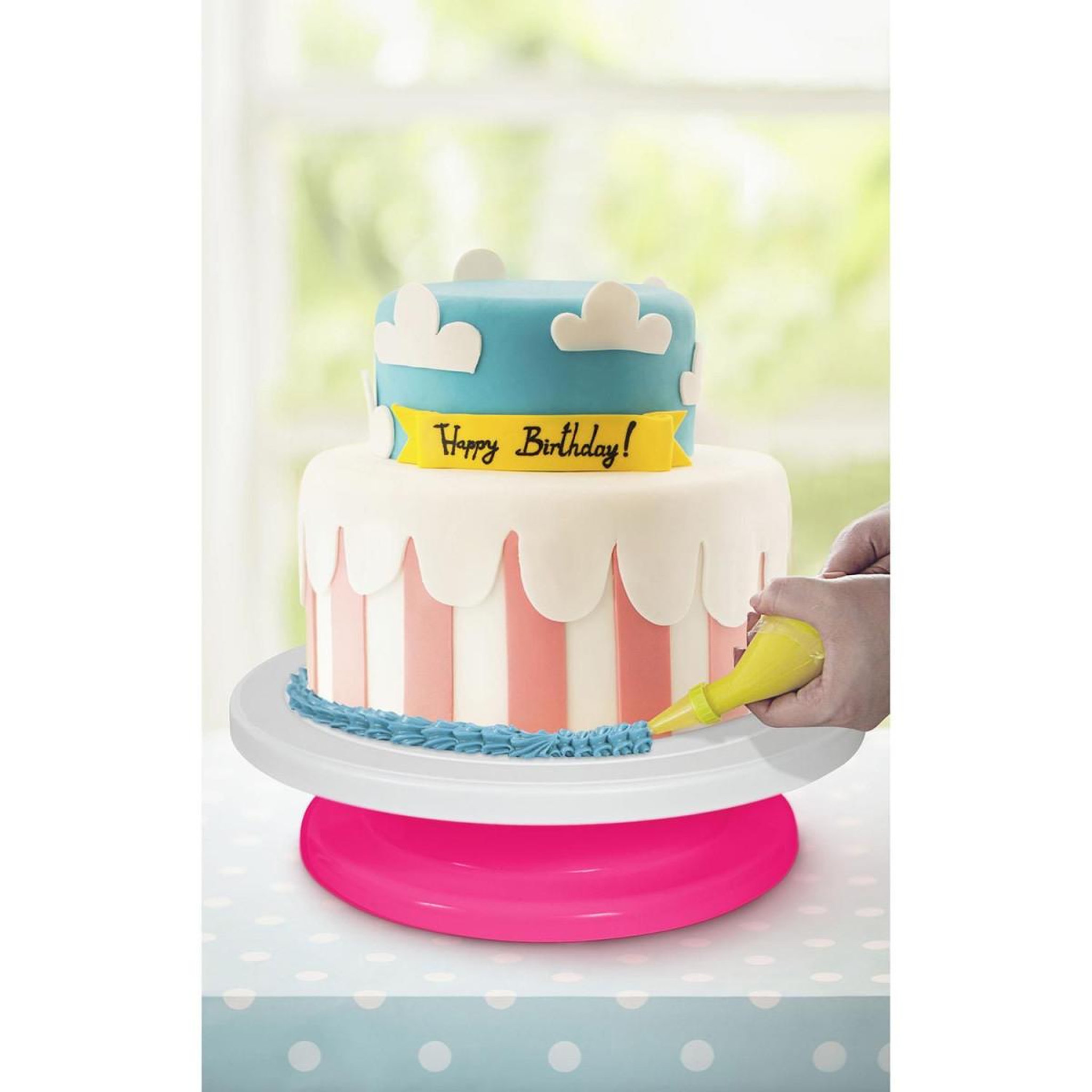 Voir la diapositive 2 : Lily Cook Plateau tournant  gâteaux  27cm rose & blanc