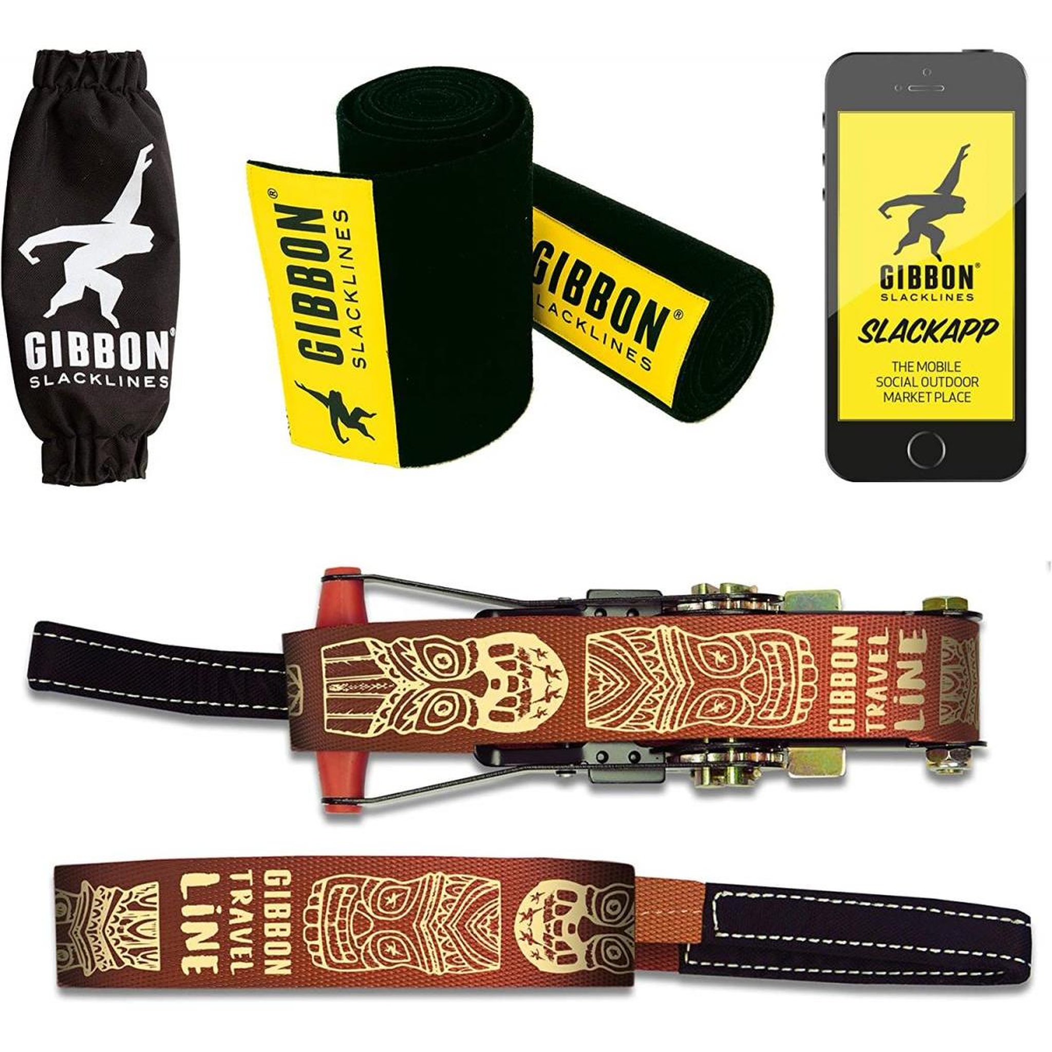 Voir la diapositive 2 : GIBBON Set Slackline Travel Line -12,5m