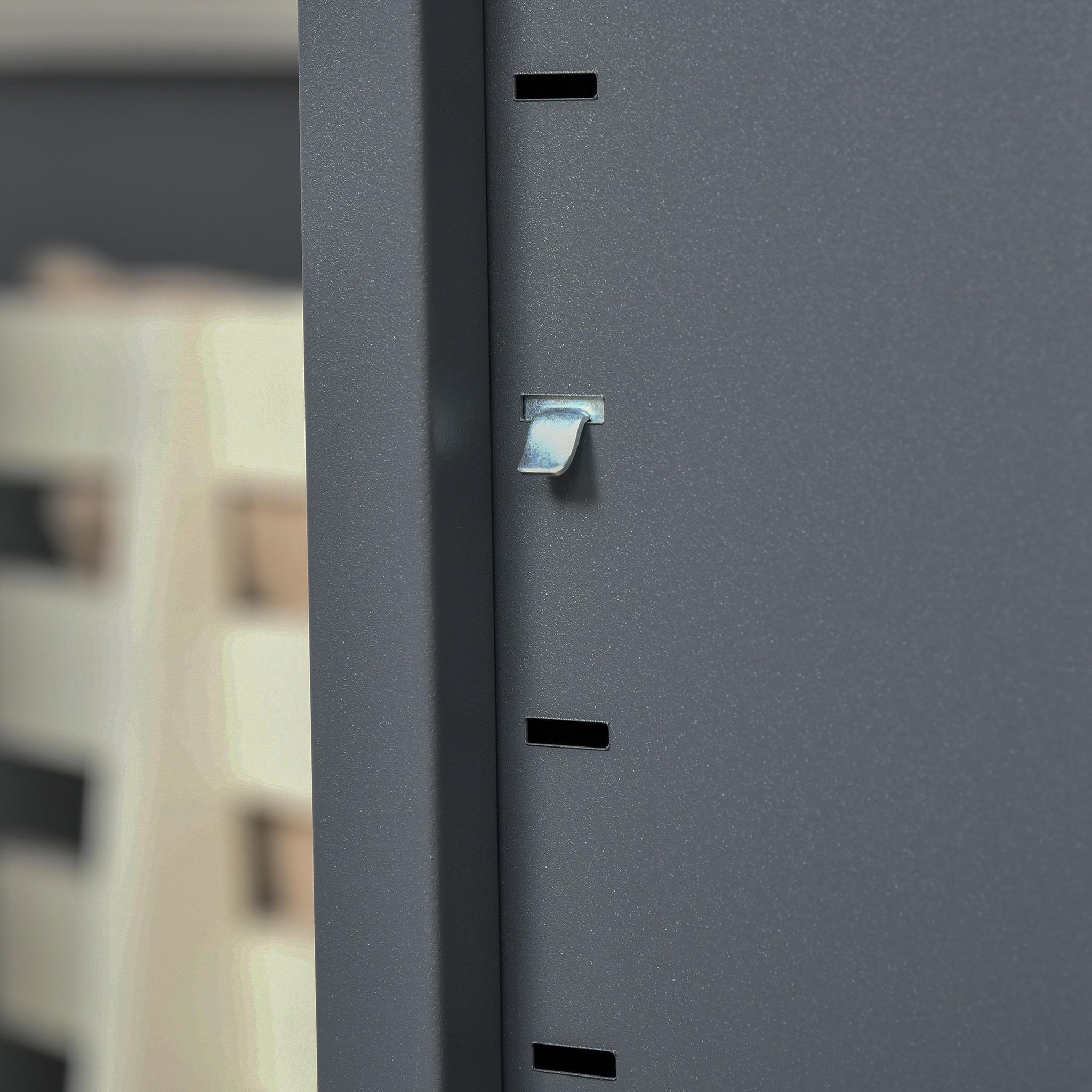 Voir la diapositive 6 : HOMCOM HOMCOM Armoire de rangement métal design industriel - 2 étagères - structure piètement tôle métal gris anthracite