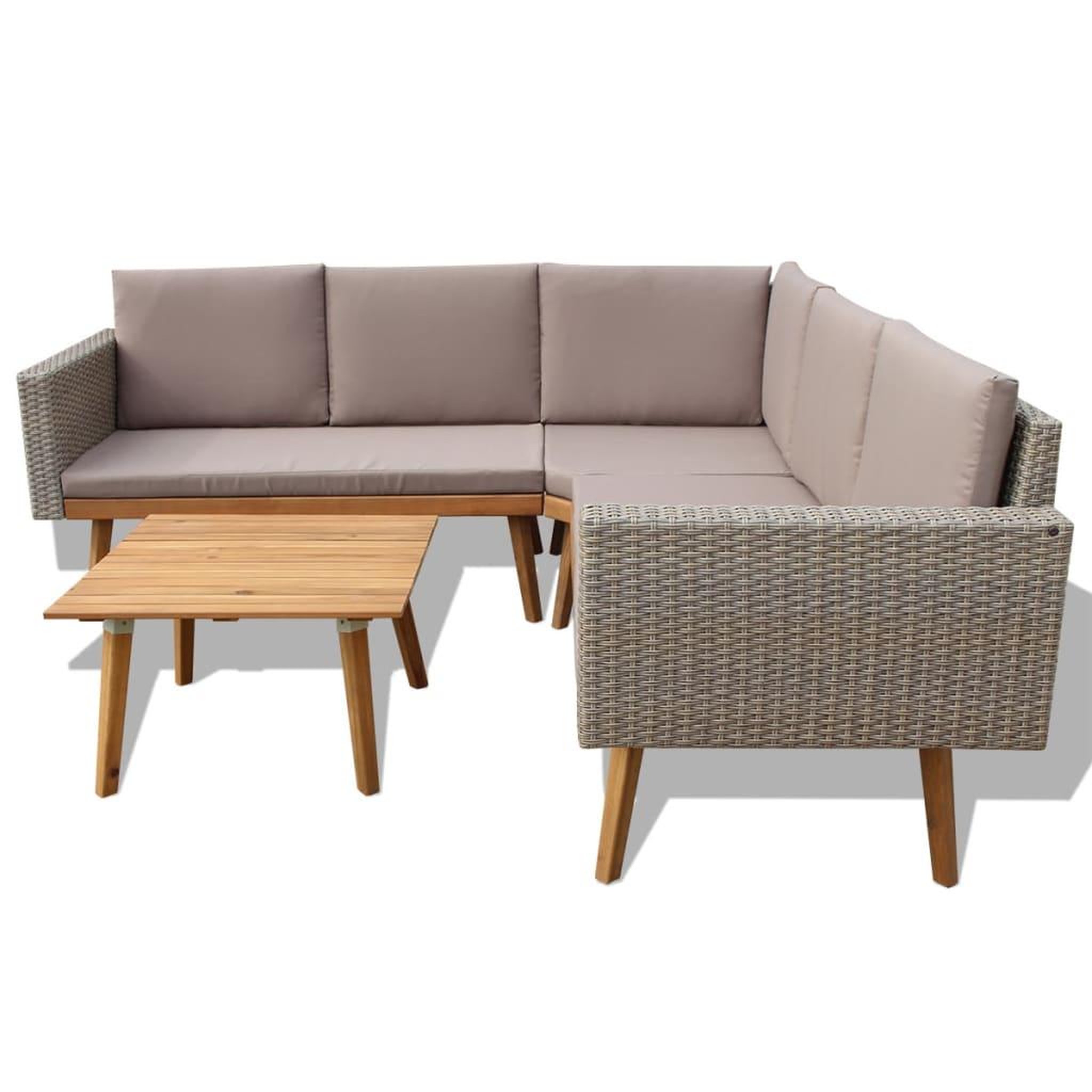 Voir la diapositive 3 : VIDAXL Salon de jardin 4 pcs avec coussins resine tressee gris