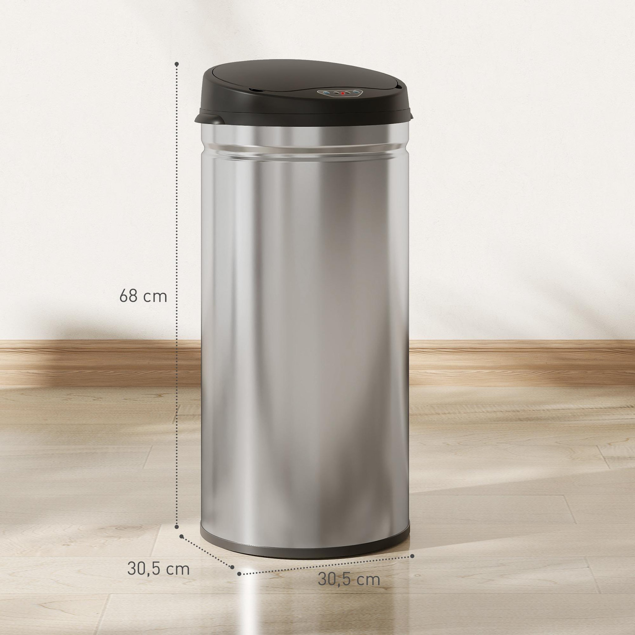 Voir la diapositive 3 : HOMCOM Poubelle automatique 42l capteur de mouvement acier inox