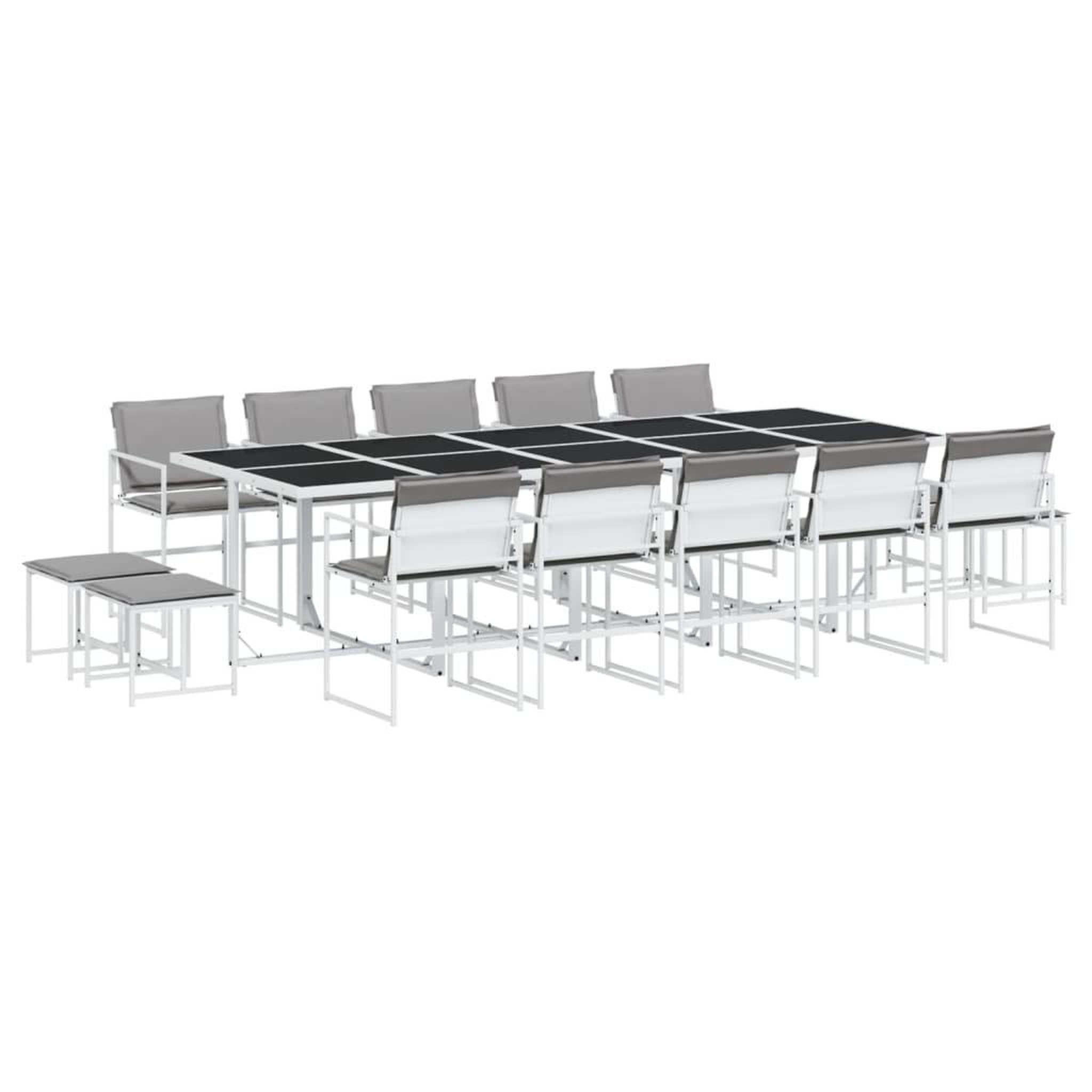 Voir la diapositive 2 : VIDAXL Ensemble a manger de jardin avec coussins 15pcs blanc textilene