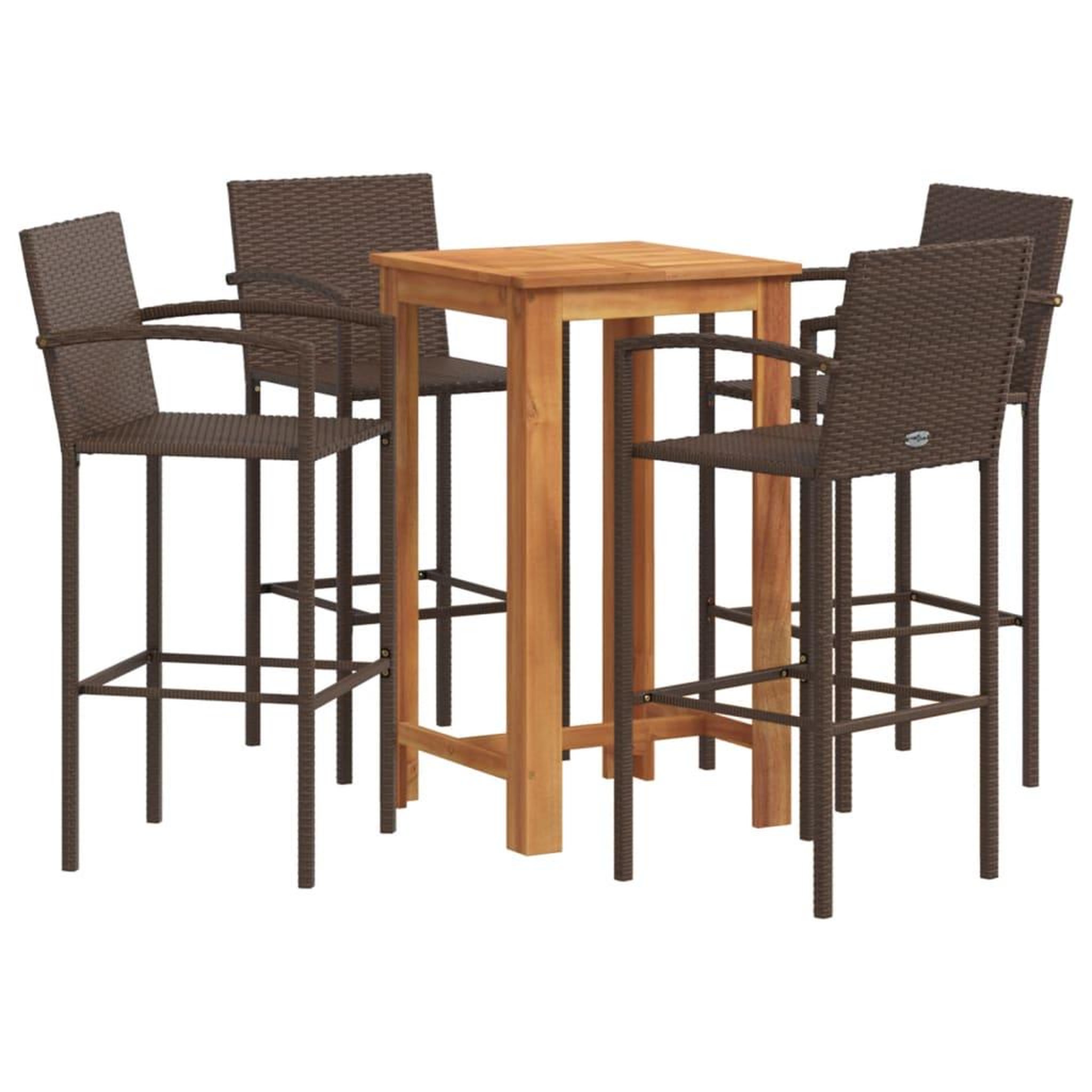 Voir la diapositive 2 : VIDAXL Ensemble de bar de jardin 5 pcs marron bois massif acacia rotin
