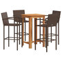 Voir la diapositive 2 : VIDAXL Ensemble de bar de jardin 5 pcs marron bois massif acacia rotin
