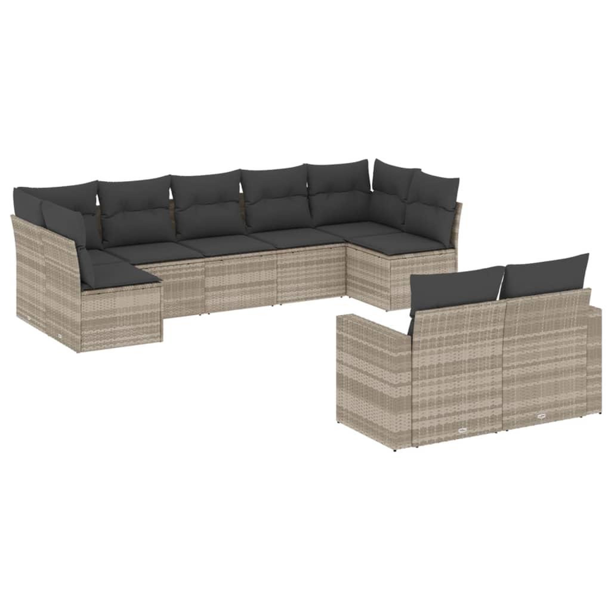 Voir la diapositive 2 : VIDAXL Salon de jardin 9 pcs avec coussins gris clair resine tressee