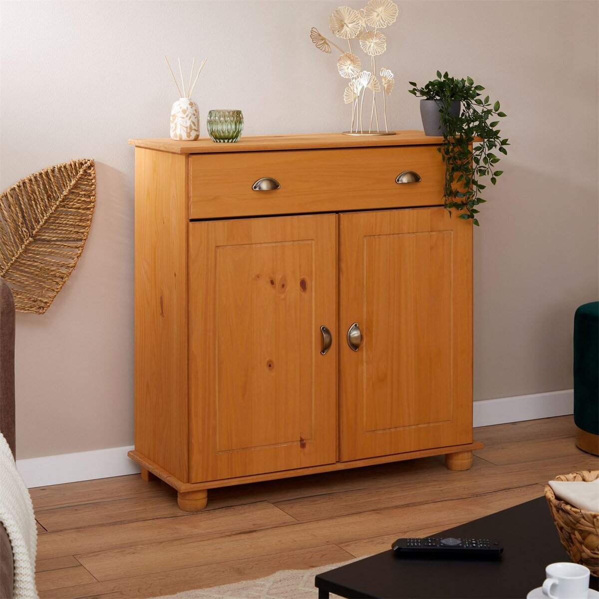IDIMEX Buffet COLMAR en pin massif, 1 tiroir et 2 portes