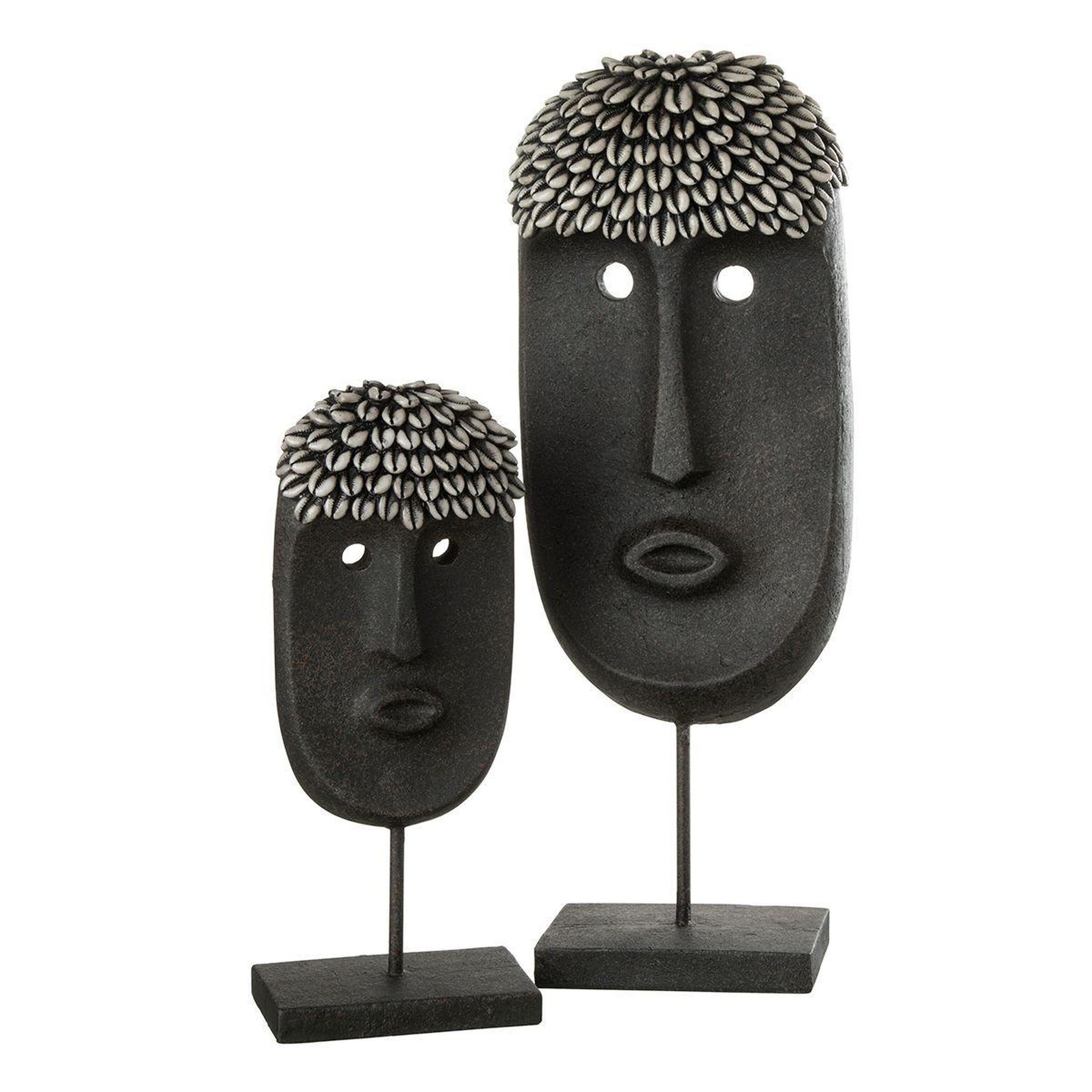 Voir la diapositive 2 : J-LINE Statue Déco  Masque Ethnique  34cm Noir