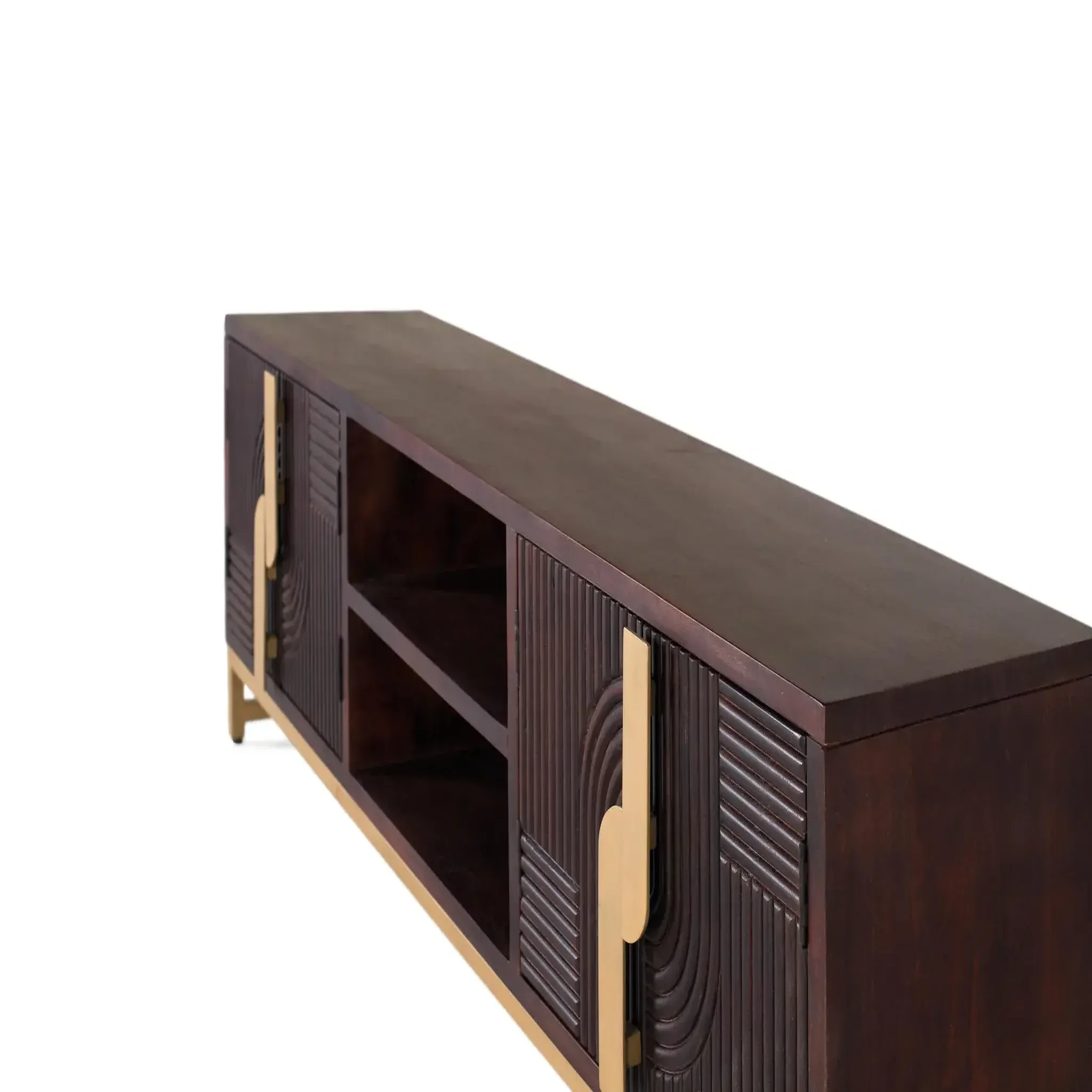 Voir la diapositive 3 : GINER Y COLOMER SL Meuble tv en bois de manguier 180 cm style rustique moderne