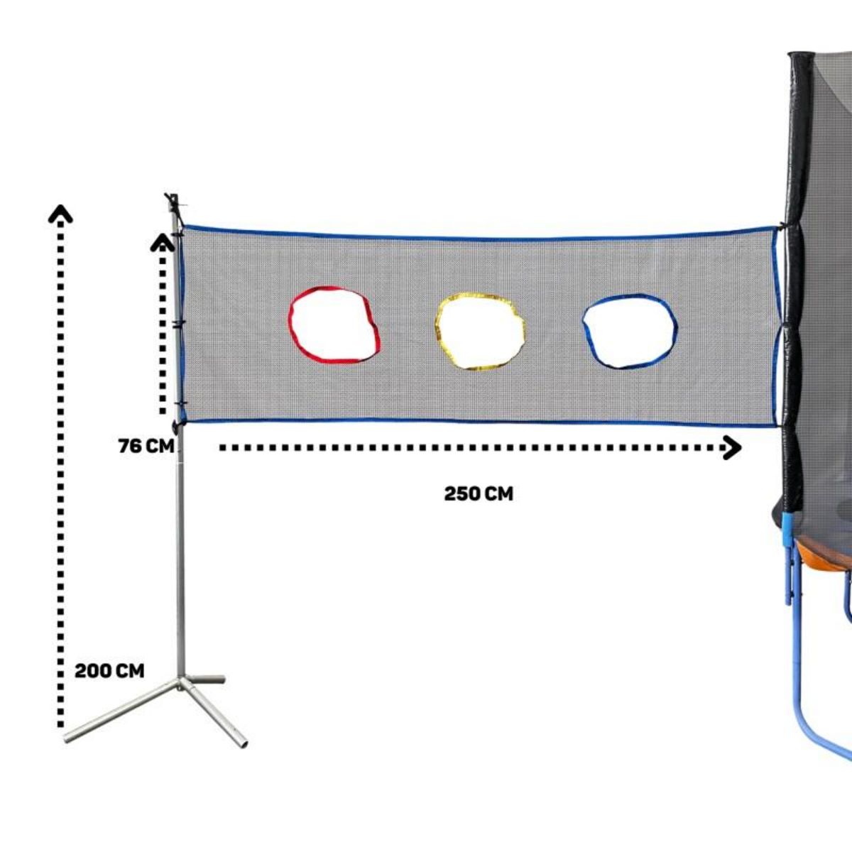JUMP4FUN Filet Multi-Jeux Universel - Compatible avec Tous Trampolines -76x250 cm