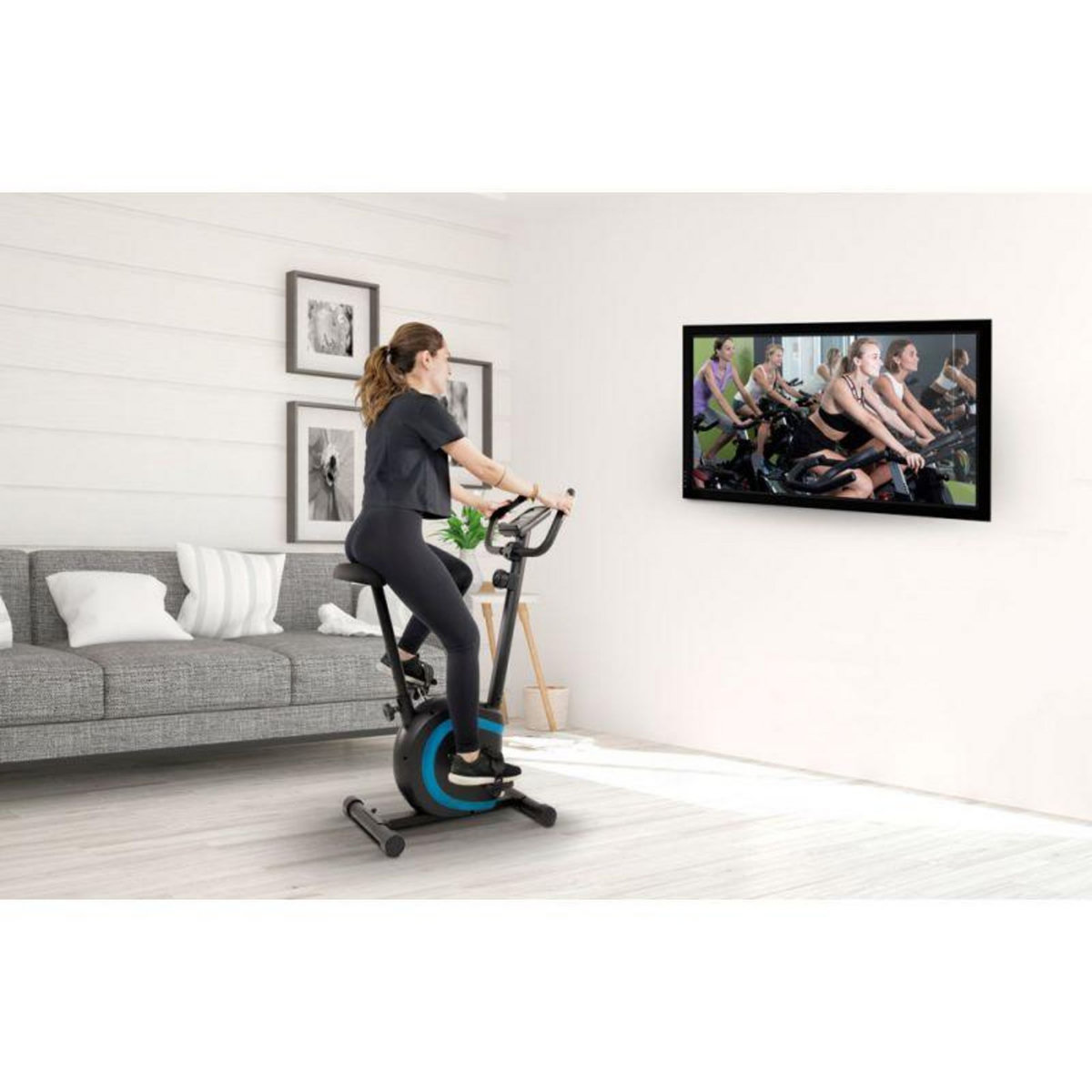 SPARRAW Vélo d'appartement CYCLO Roue d'inertie 2kg - 8 niveaux de résistance, Capteurs Pouls, Ecran d'entraînement, Réglable