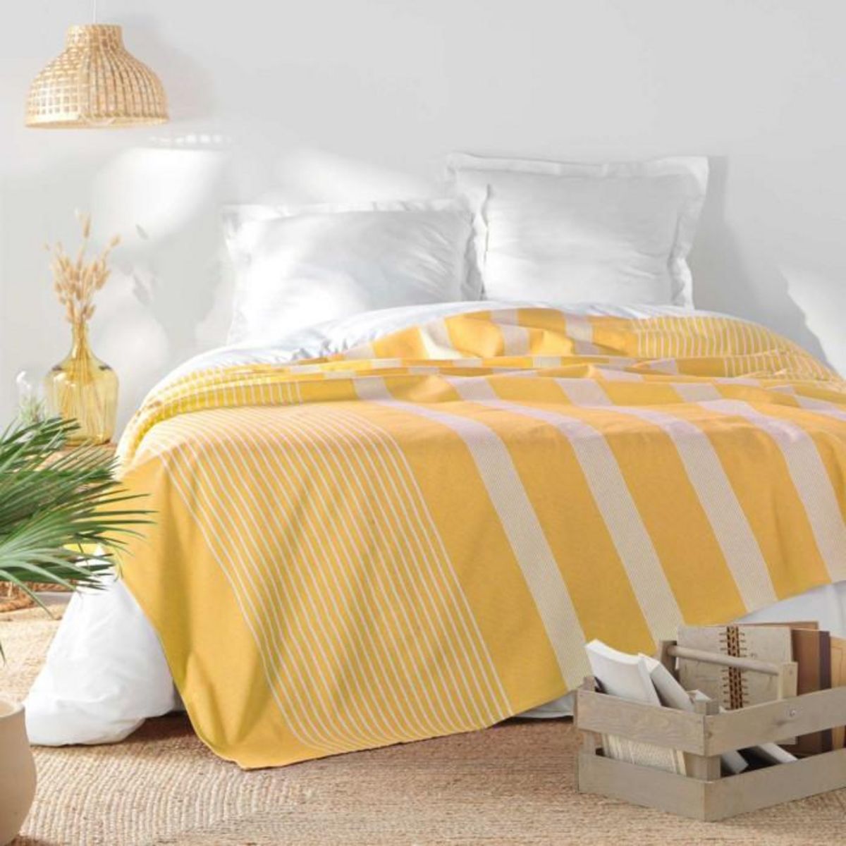 Paris Prix Couvre-Lit Tissé Imprimé  Adele  180x220cm Curry